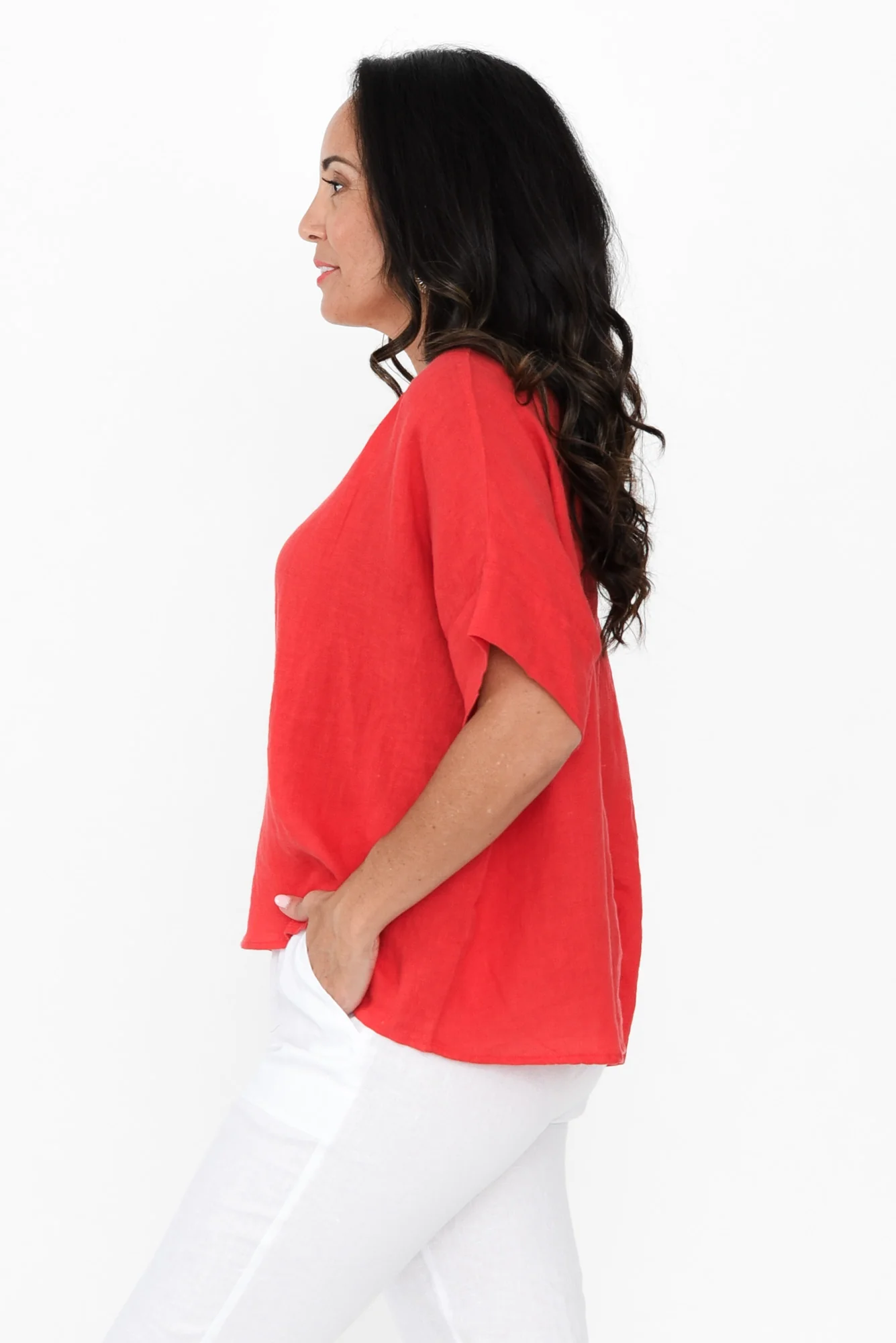Kiro Red Linen Top