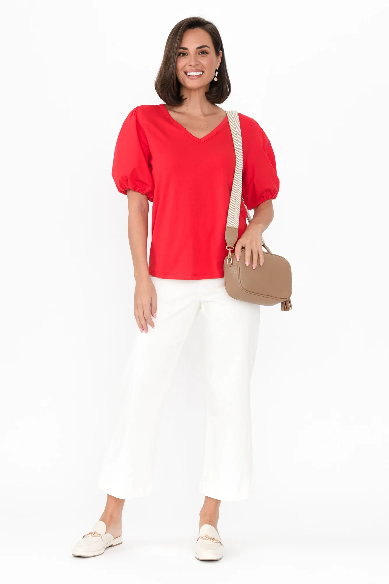 Joy Red Cotton Blend Tee