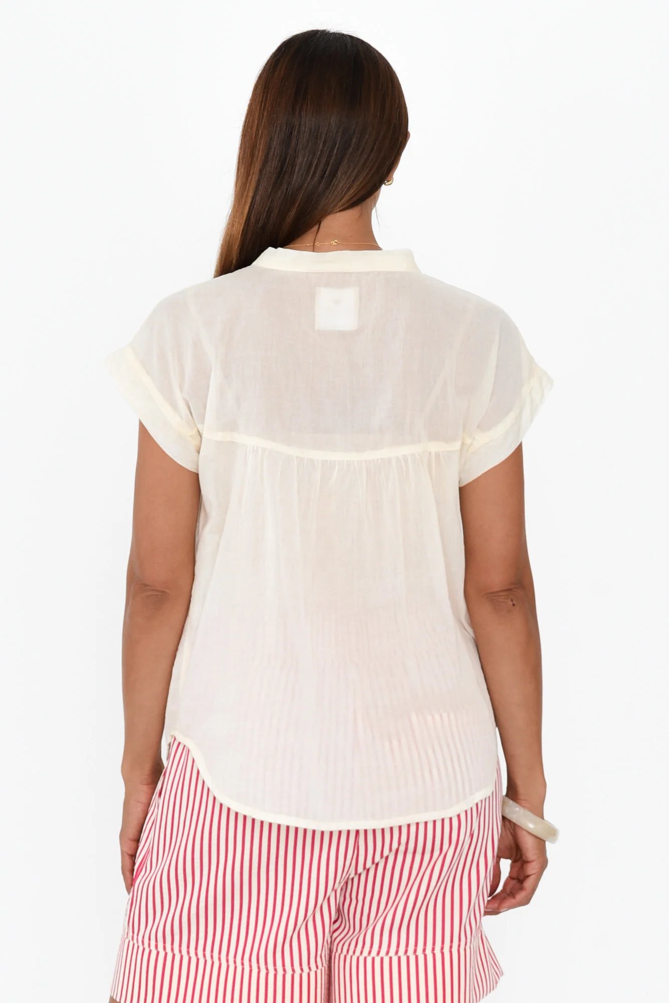 Nevada White Cotton Button Top