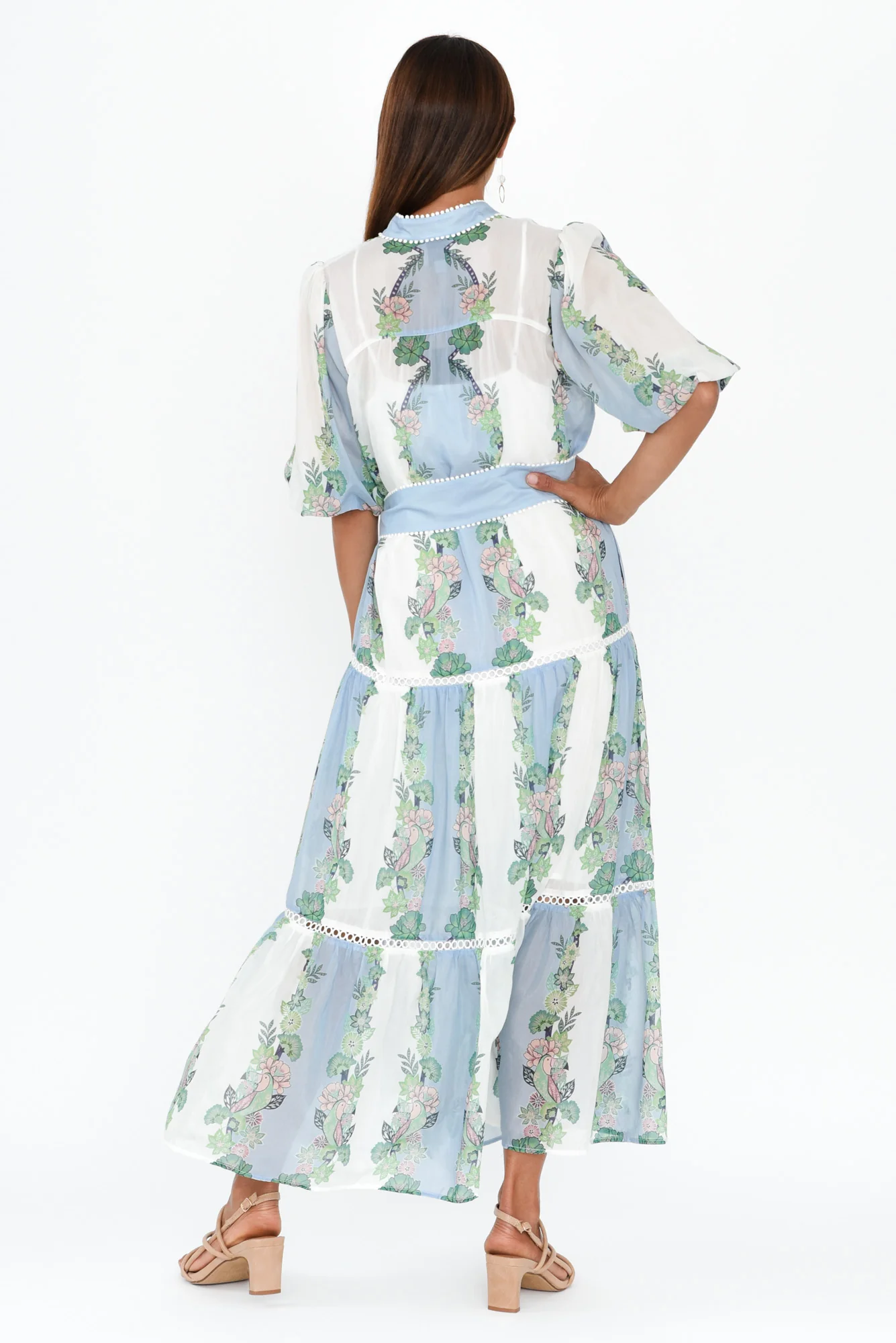 Kaylani Blue Paradise Cotton Silk Dress