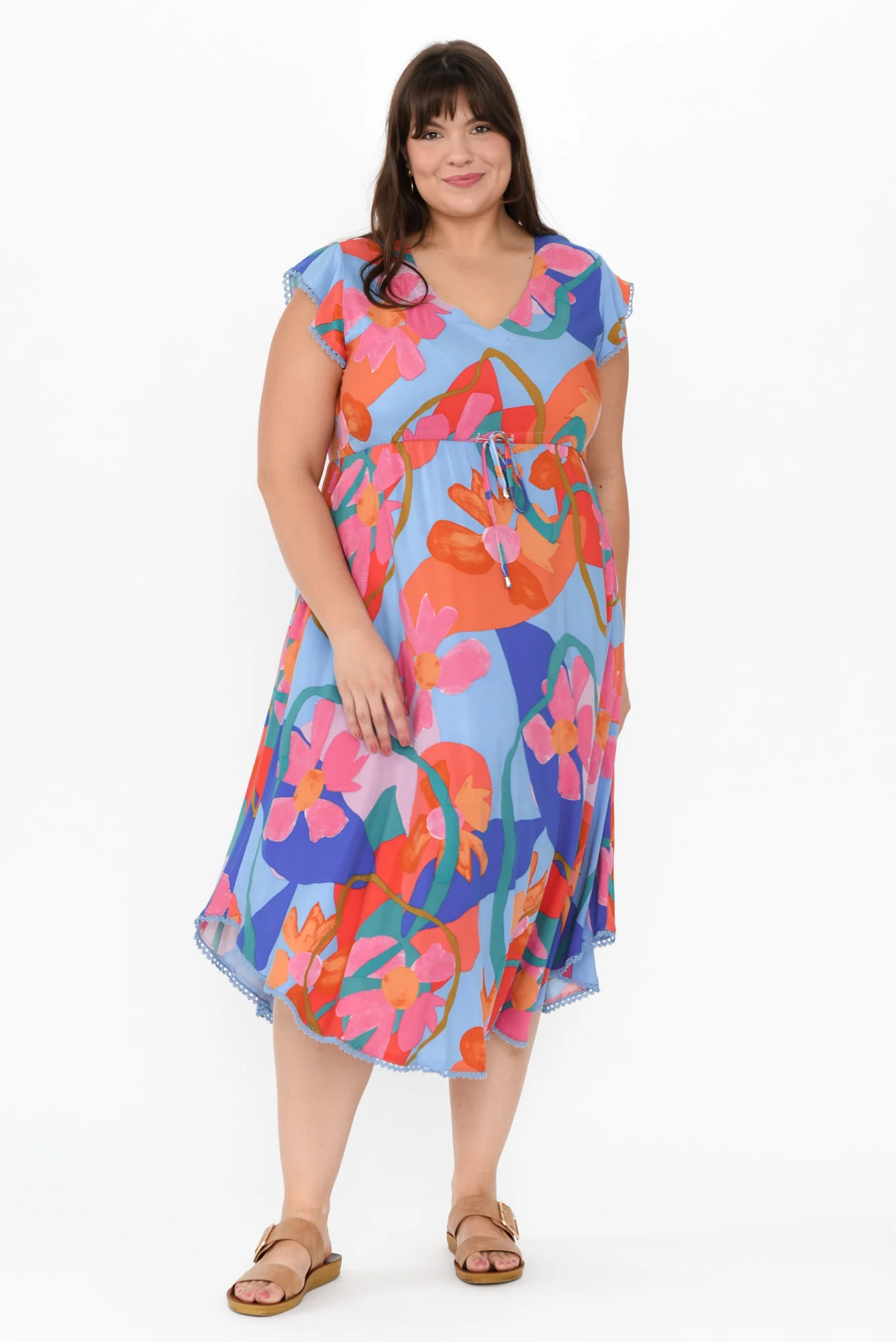 Libby Blue Swirl Midi Dress