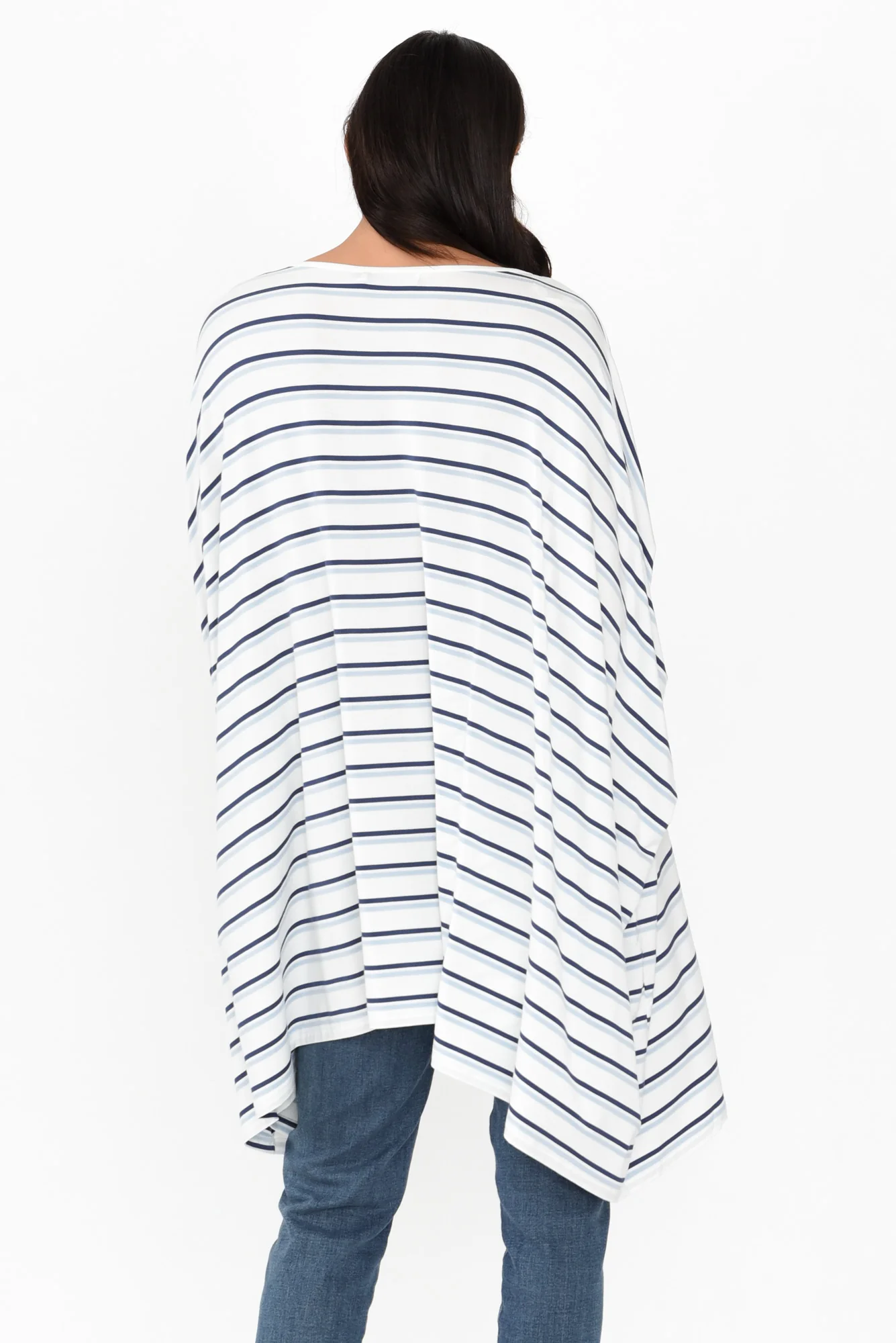 Blue Stripe Oversized Bamboo Drape Top