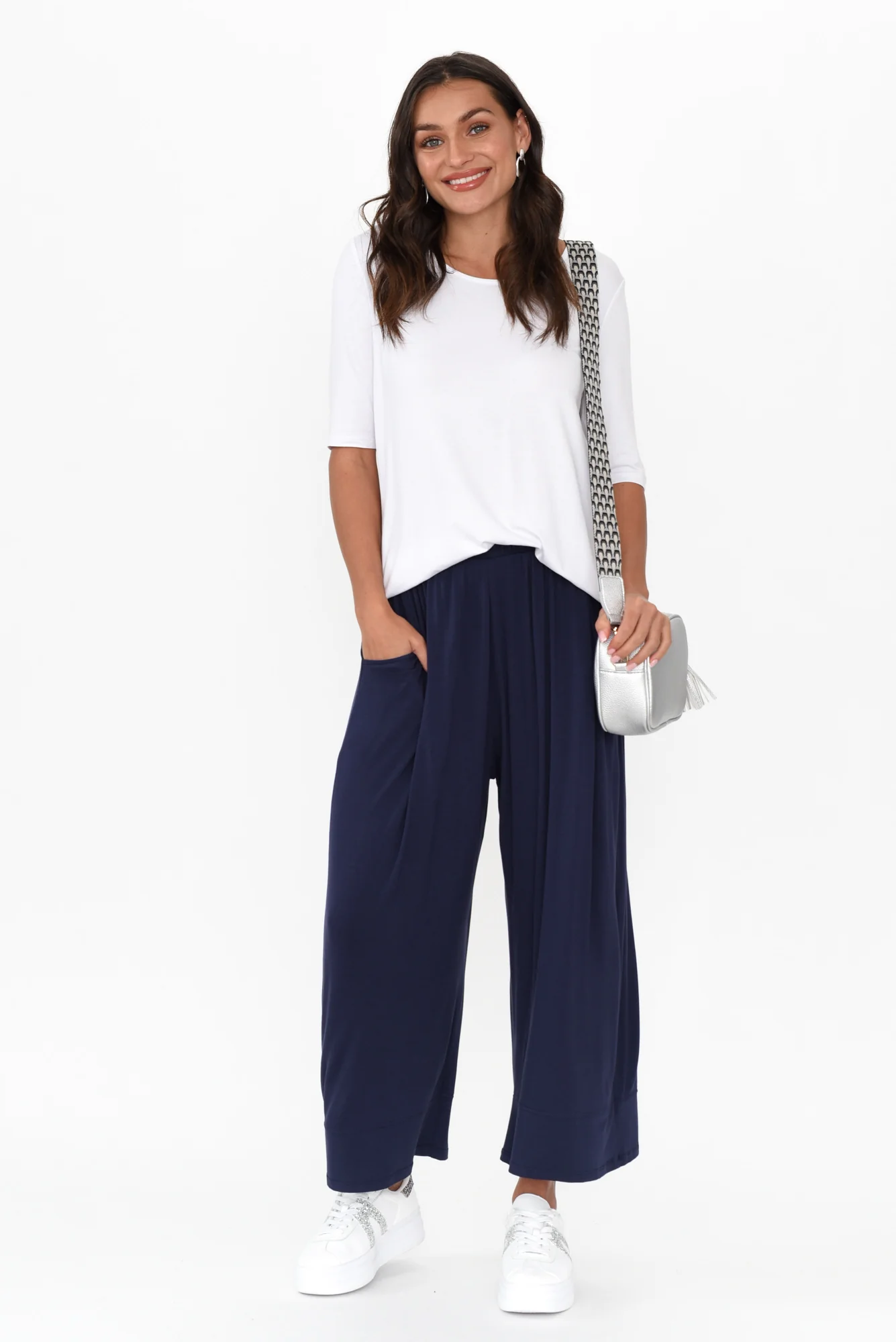 Maya White Half Sleeve Tee