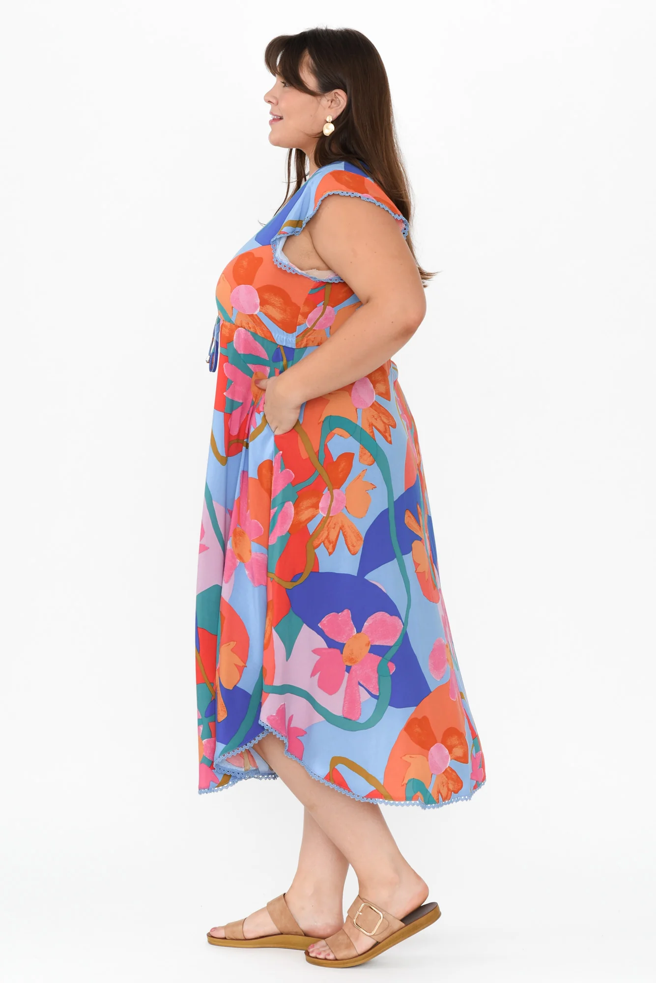 Libby Blue Swirl Midi Dress