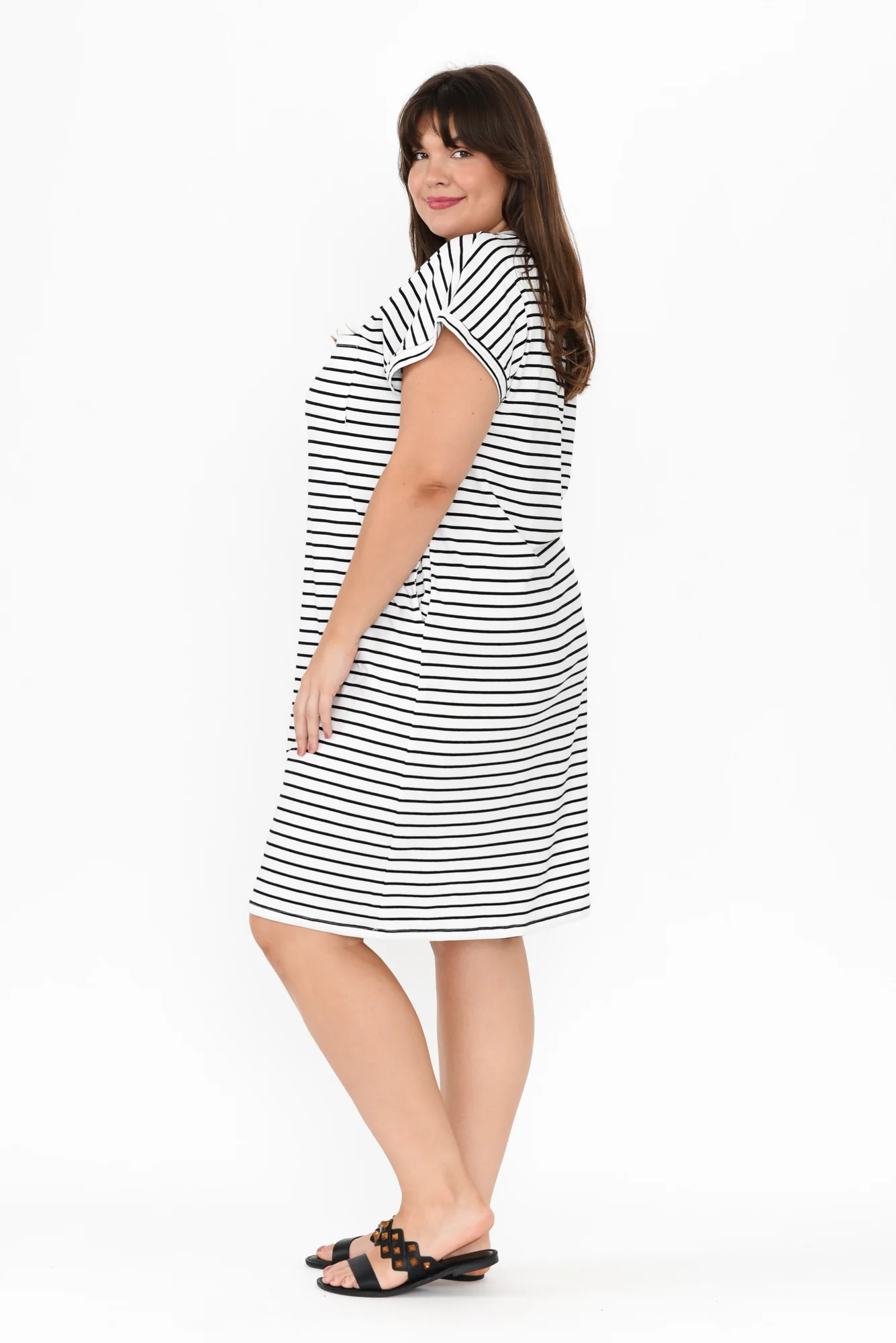 Zena Black Stripe T-Shirt Dress