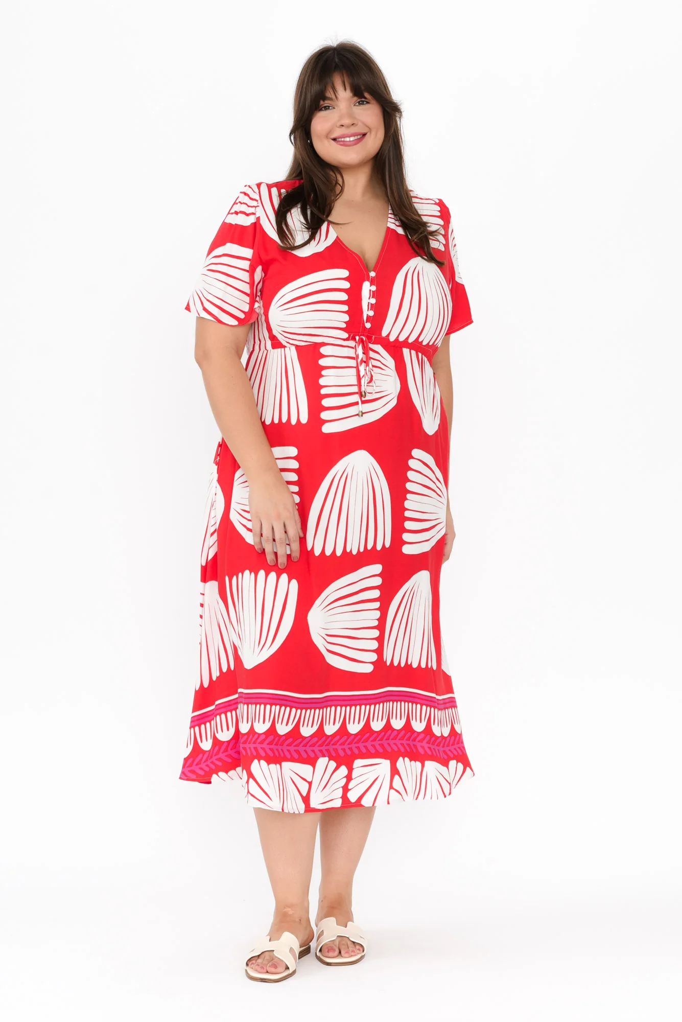 Lynton Red Shell Tie Dress