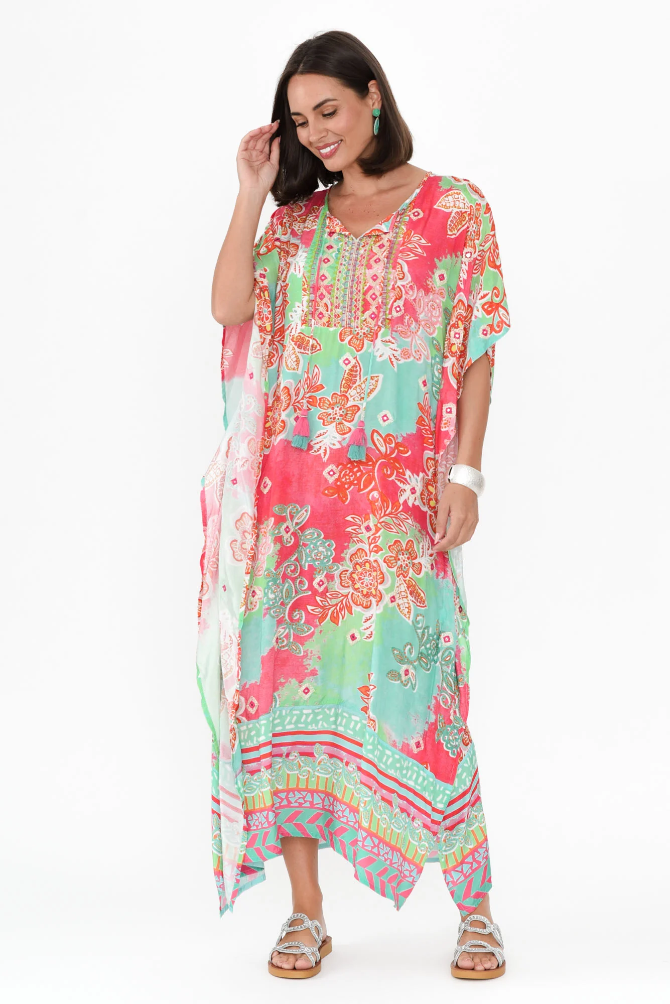 Sheniz Pink Floral Kaftan