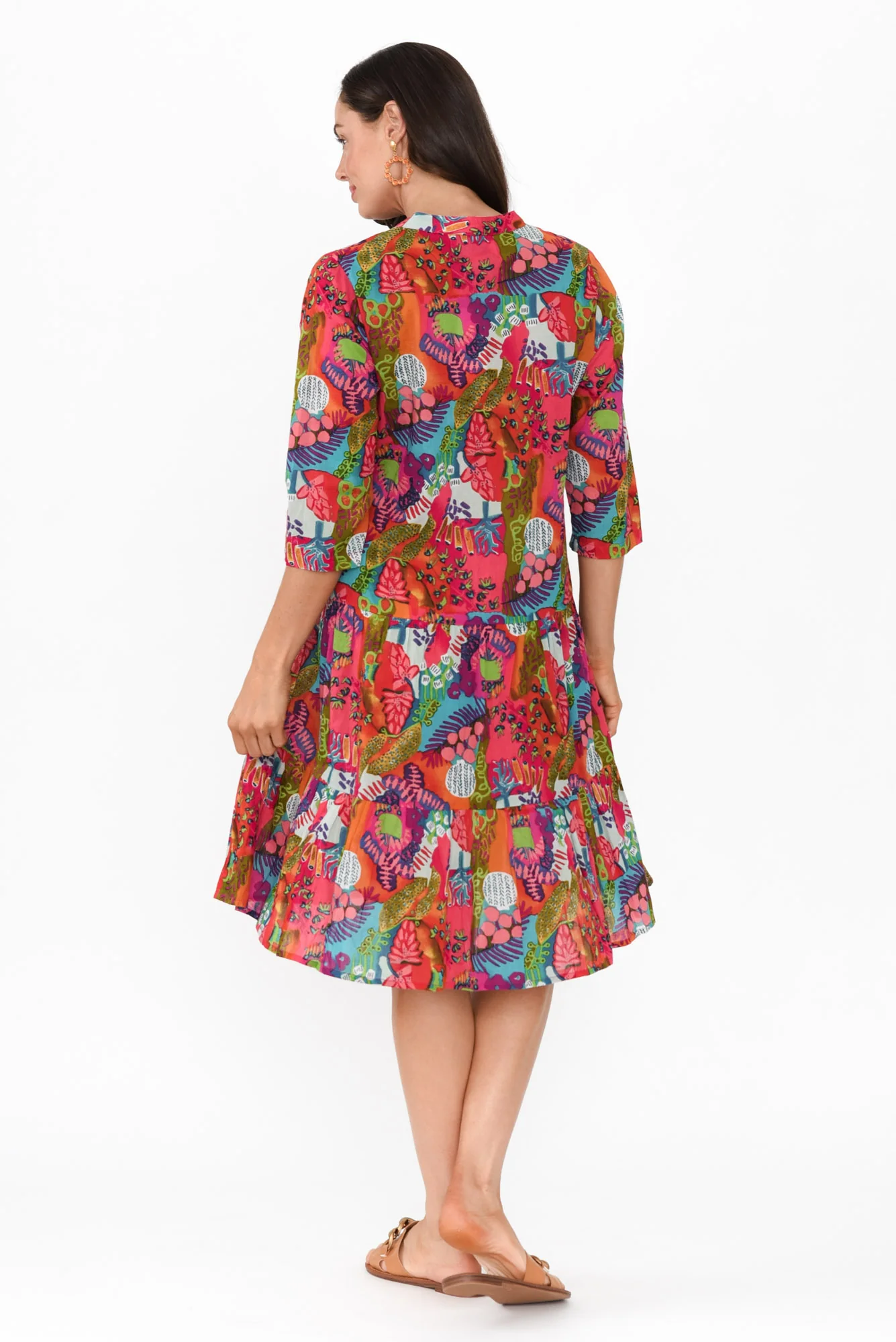 Larissa Purple Mosaic Cotton Pleated Dress