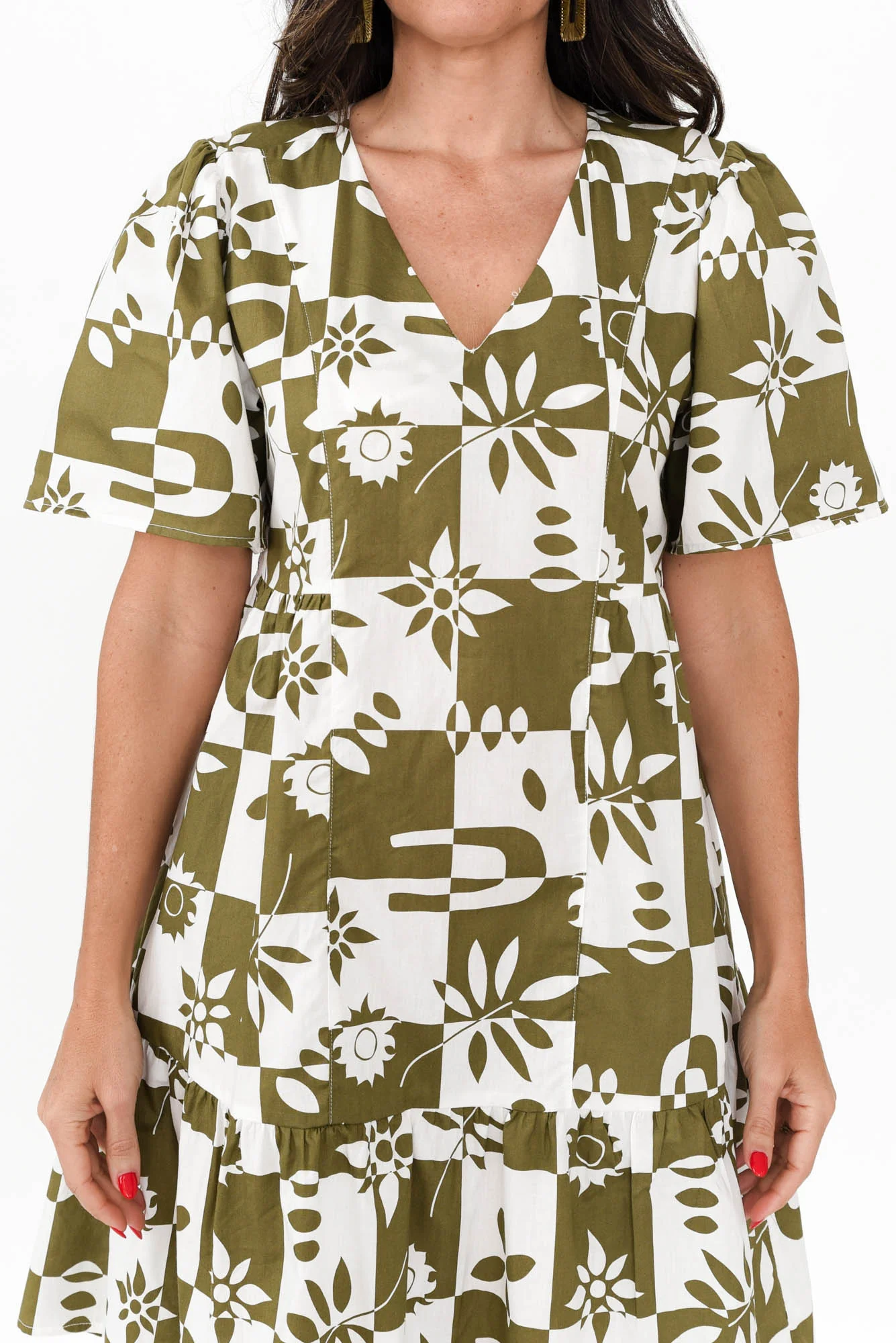 Bacardi Khaki Tile Cotton Dress
