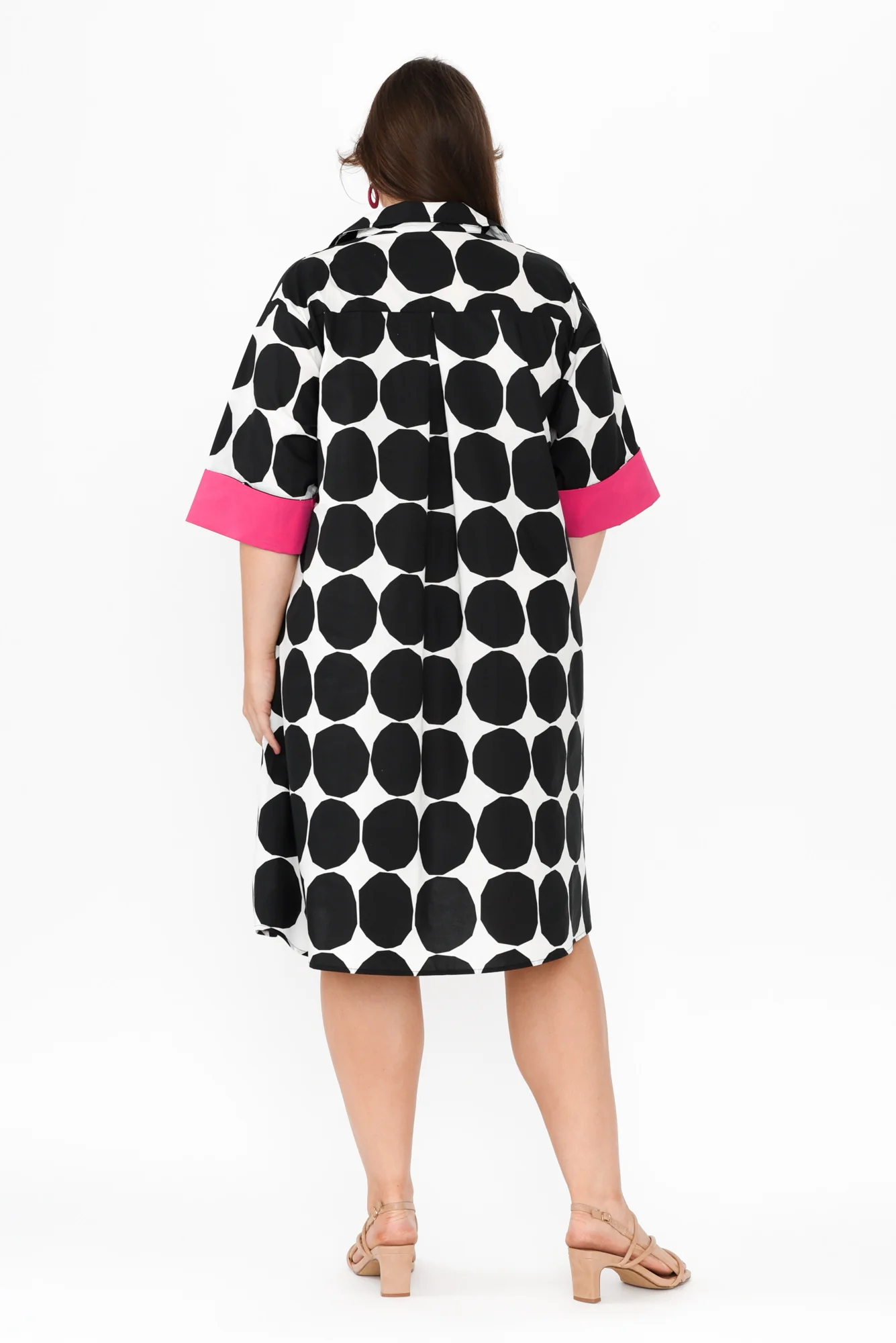 Cardiff Black Abstract Spot Cotton Poplin Dress