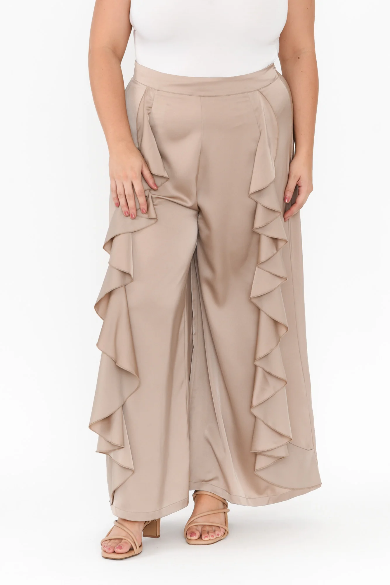 Dancer Taupe Ruffle Pants