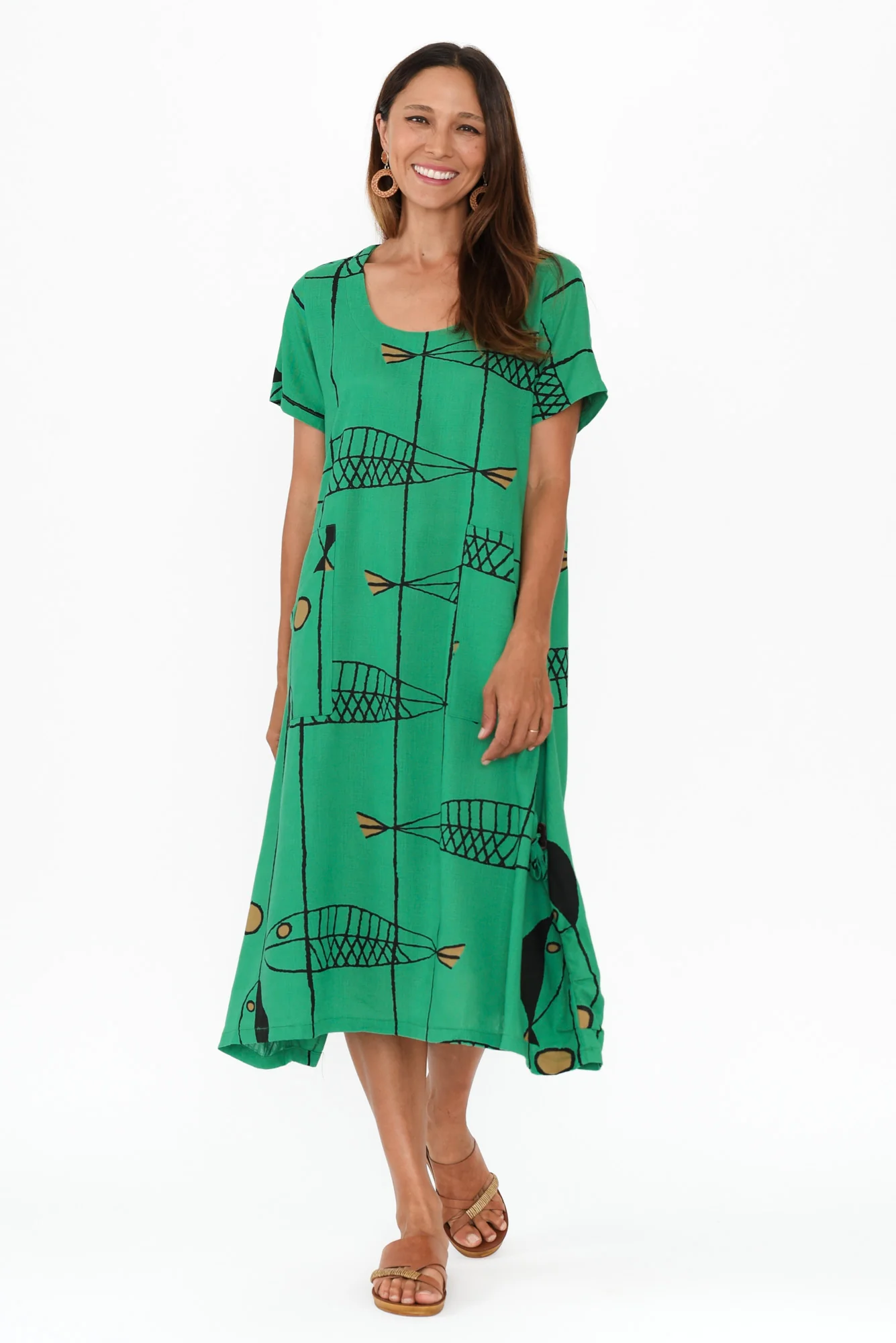Lula Teal Sea Linen Cotton Dress