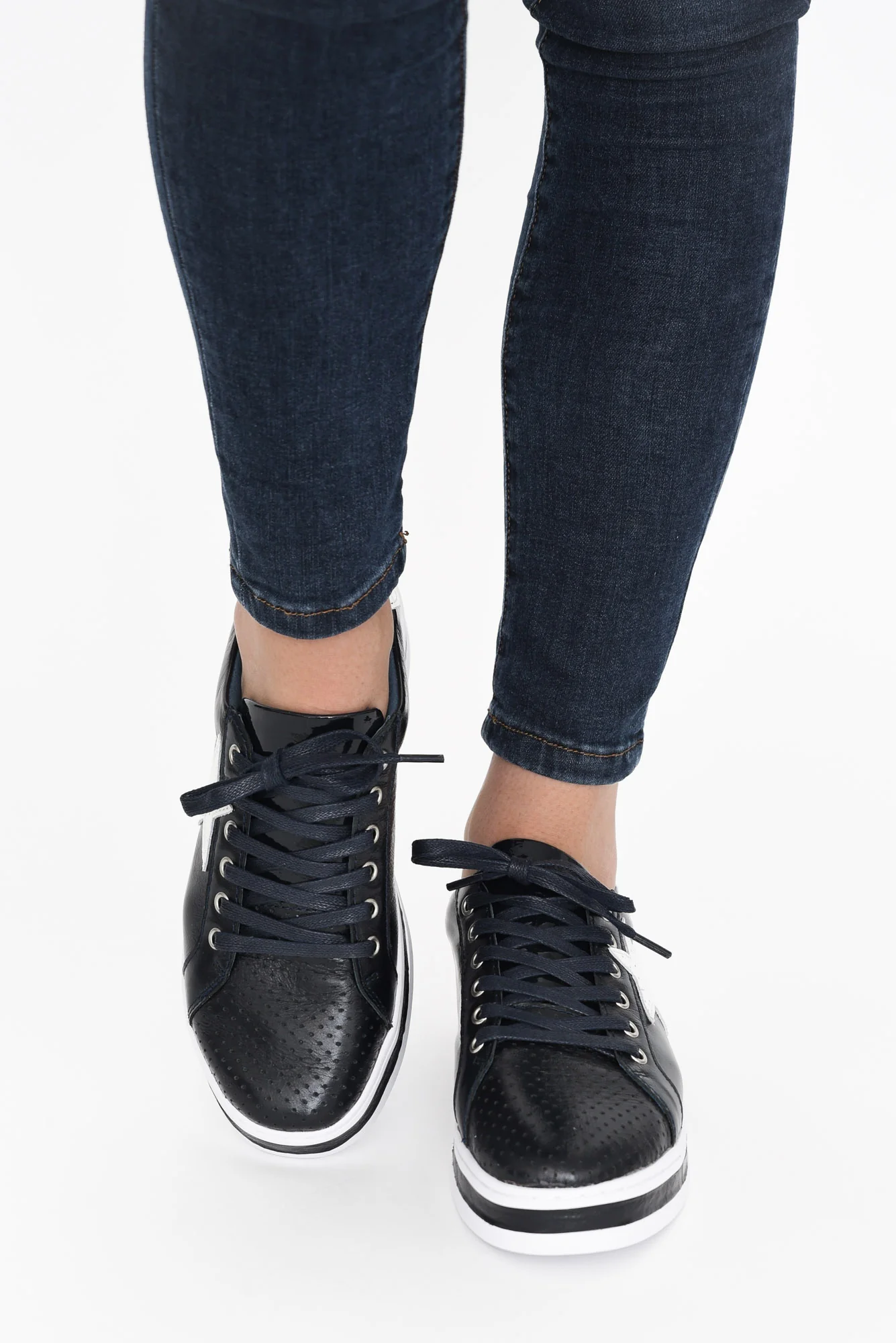 Pixie Star Navy White Leather Sneaker