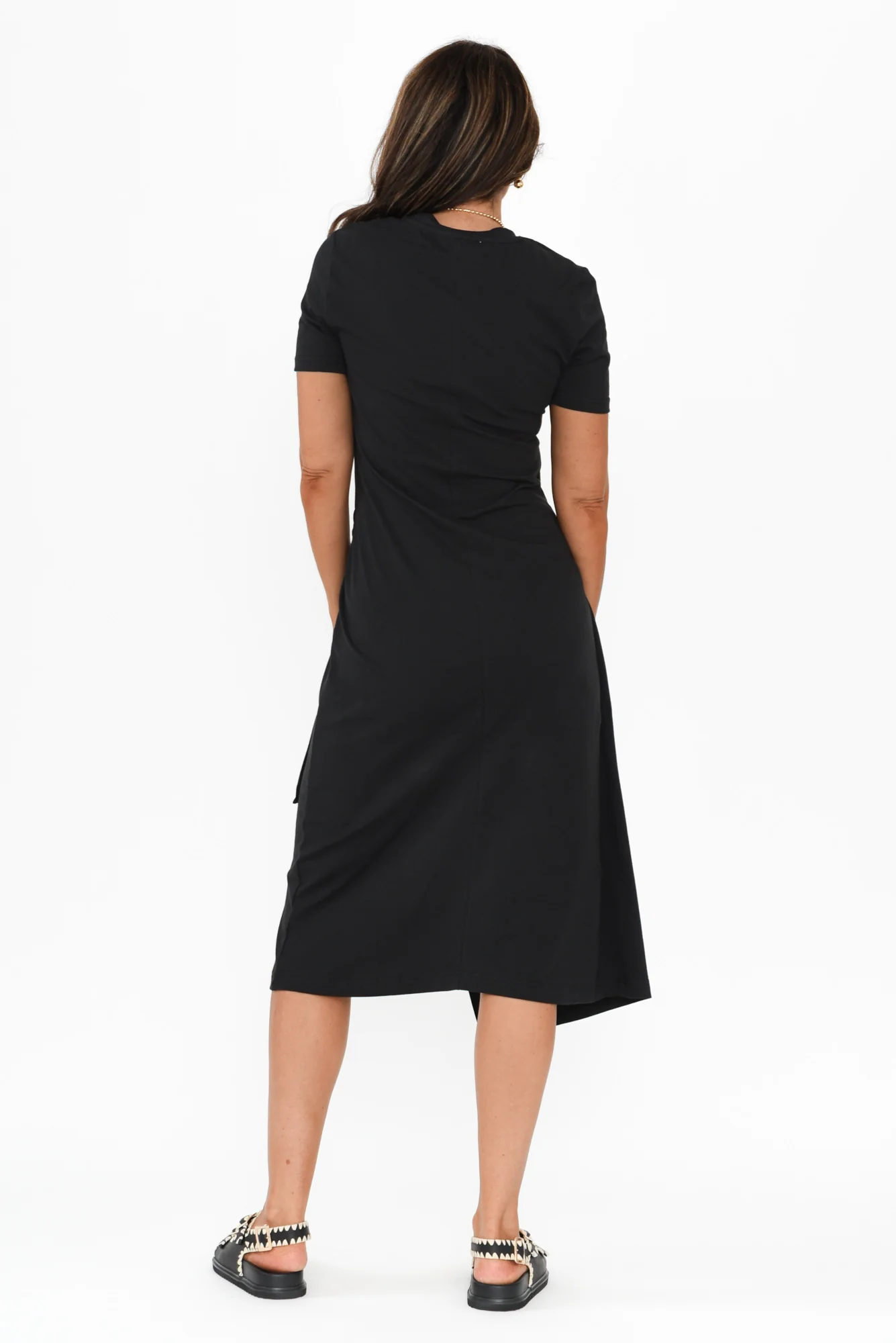Georgie Black Wrap Cotton Tee Dress