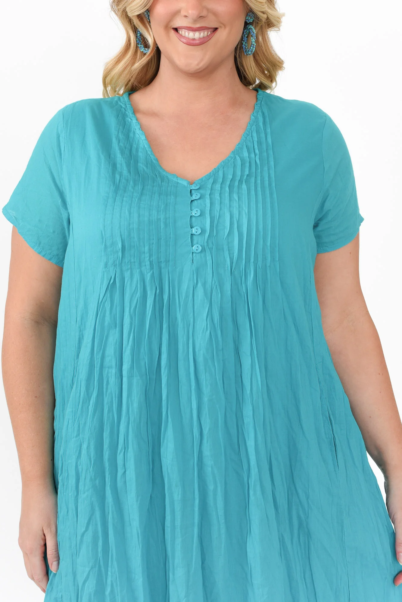 Sabina Sky Blue Crinkle Cotton Dress