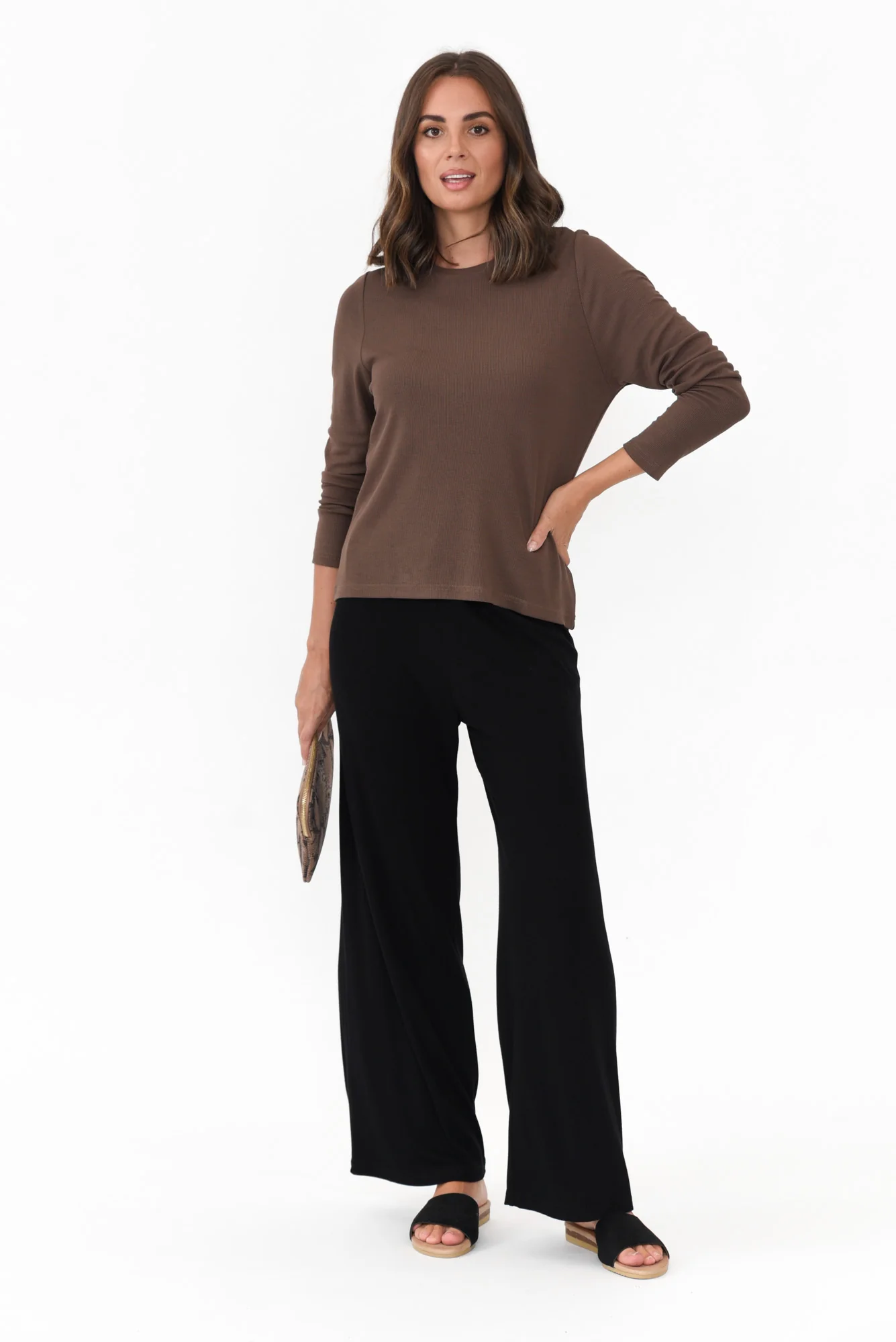 Joplin Black Bamboo Wide Leg Pants