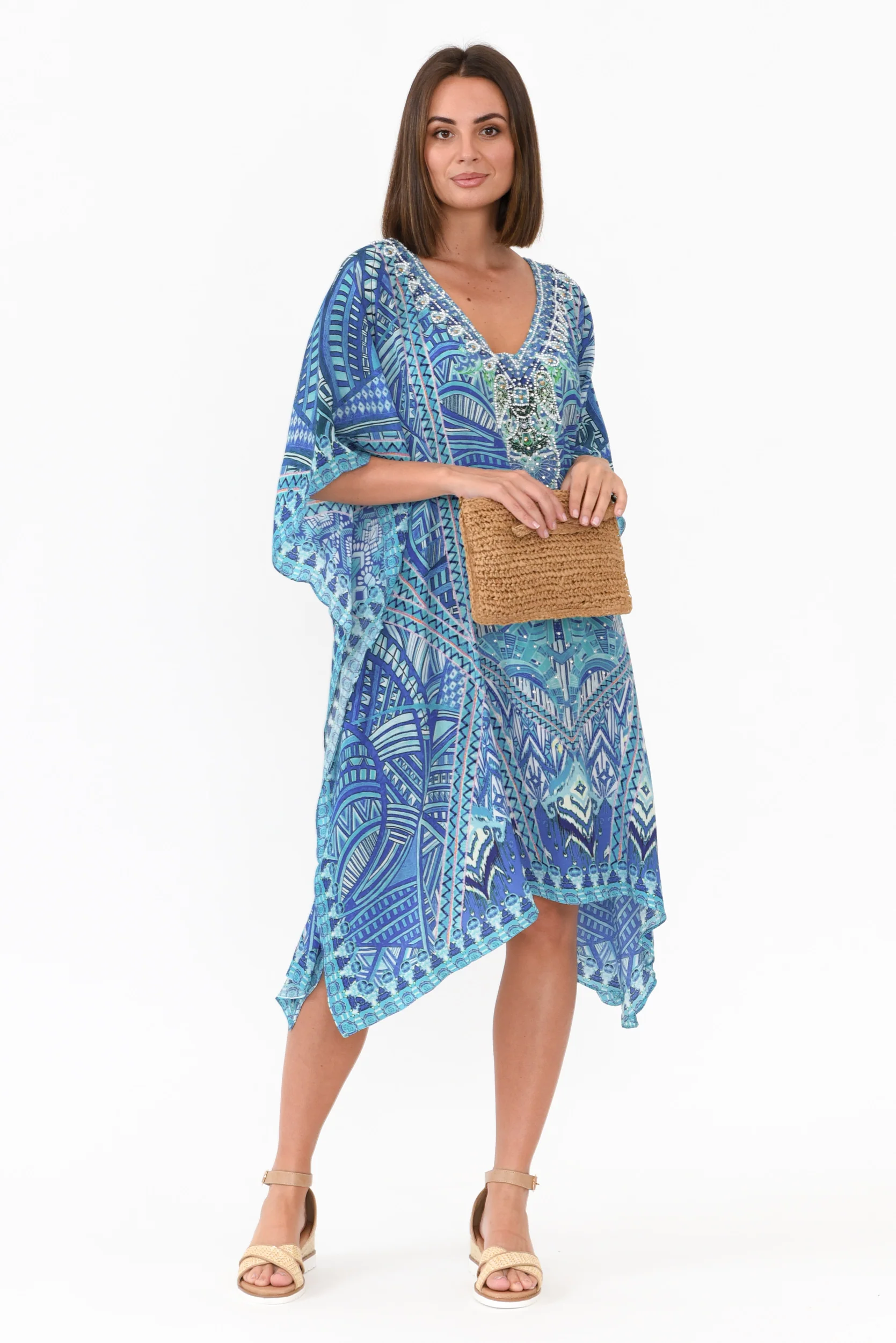 Emen Blue Silk Kaftan