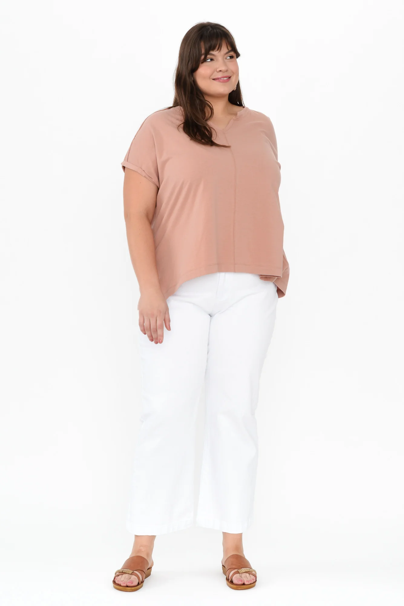 Anabeth Beige Cotton Swing Top