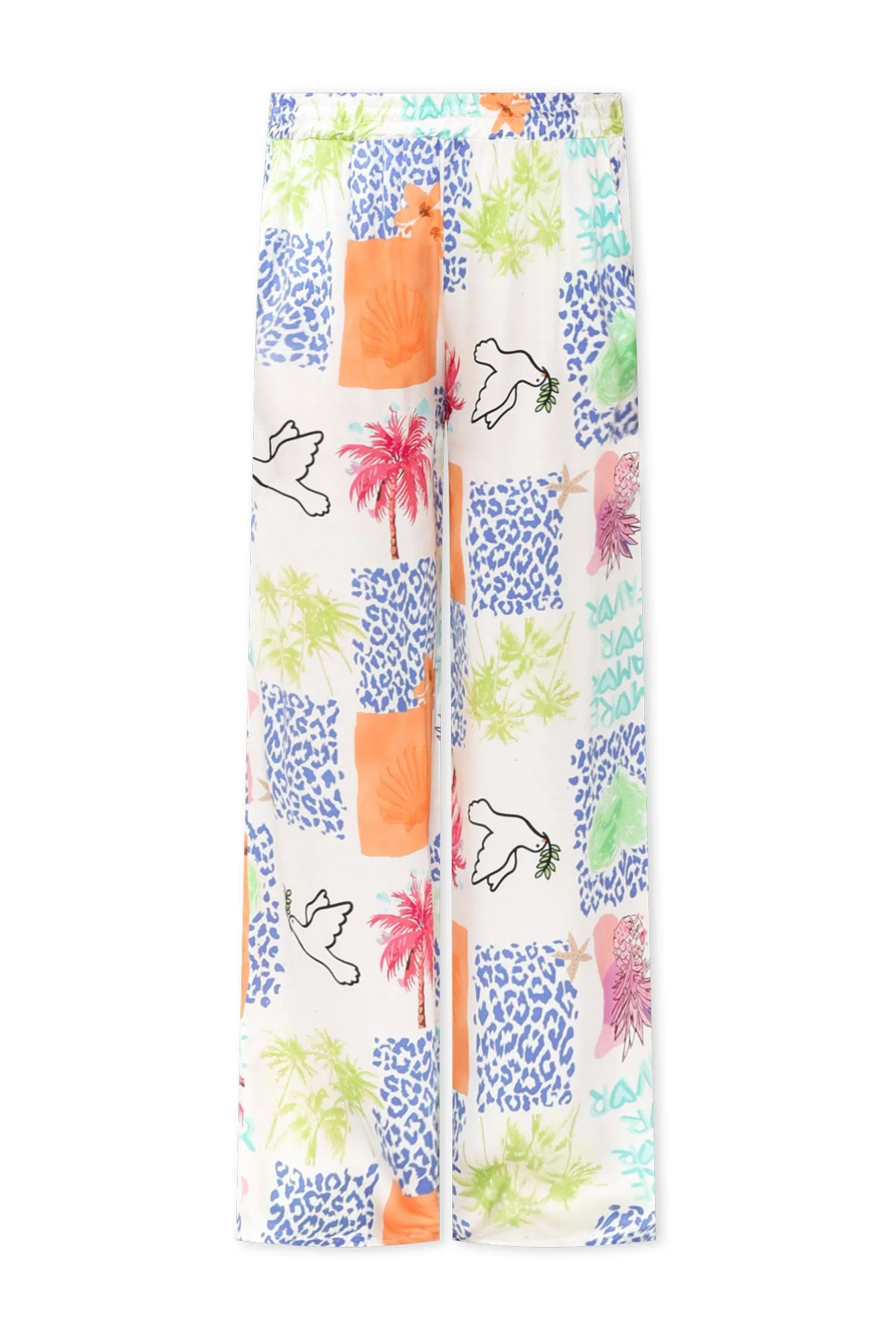 Orina White Jungle Wide Leg Pants