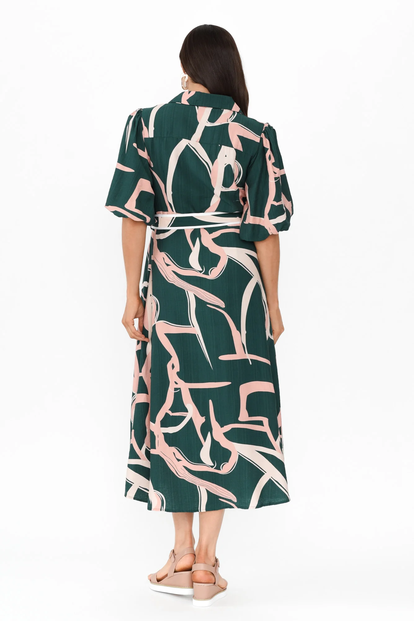 Bimini Green Geo Cotton Blend Dress
