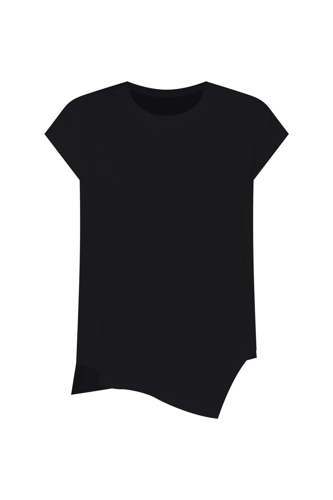 Dione Black Cotton Blend Asymmetric Top