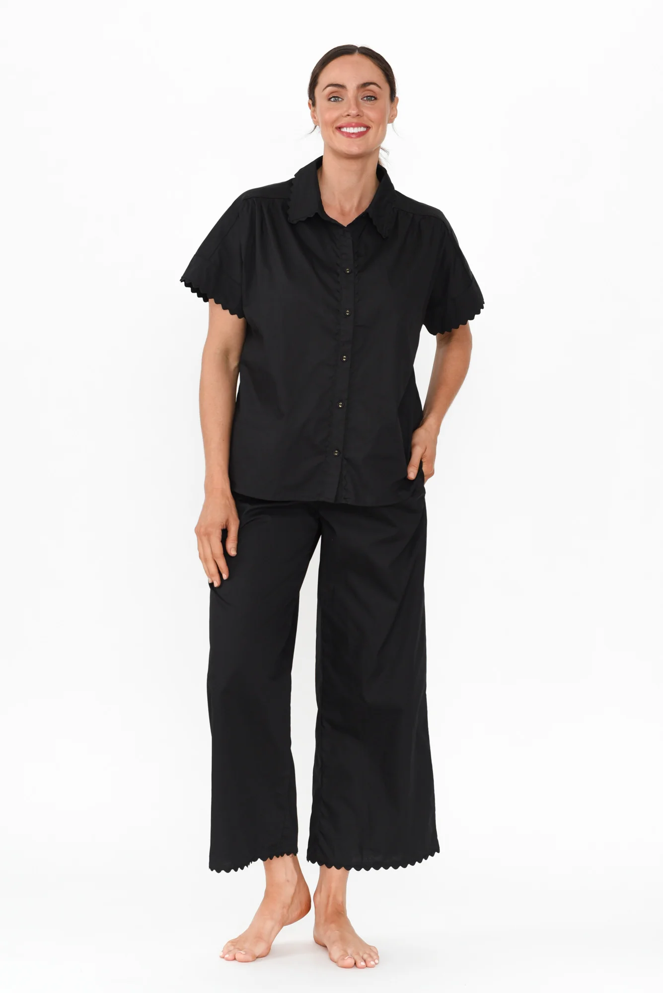 Elbie Black Cotton Pyjama Pants