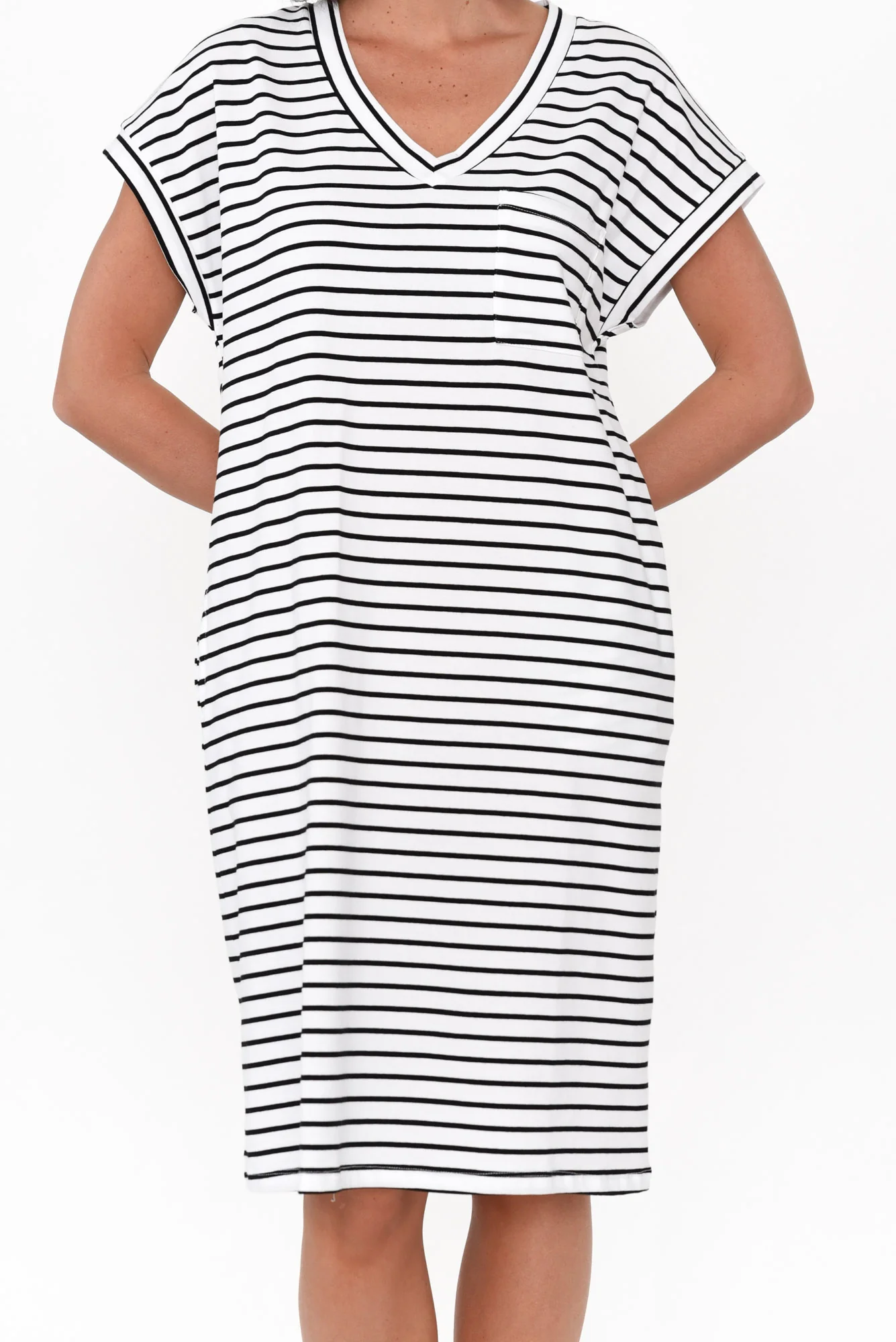 Zena Black Stripe T-Shirt Dress