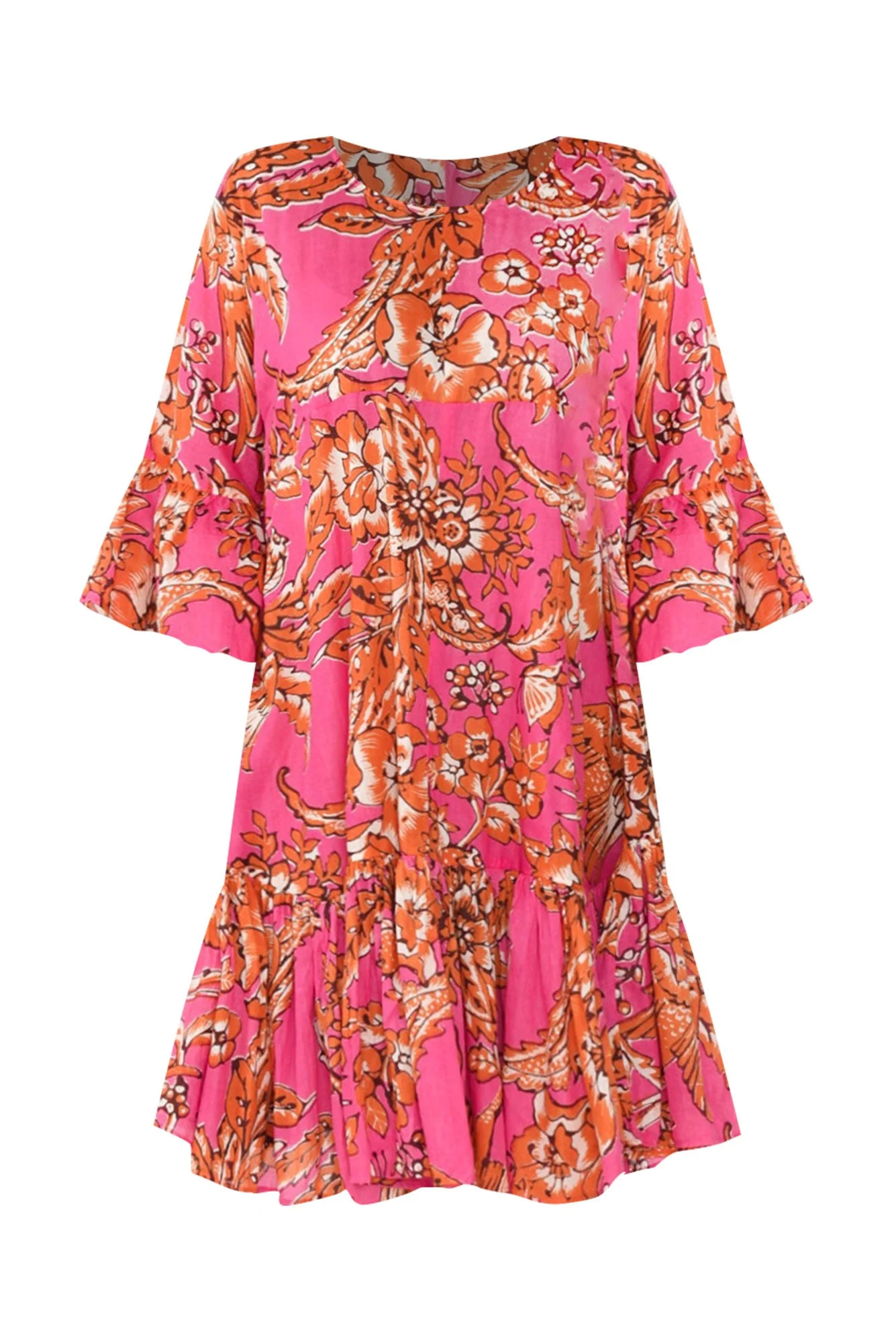 Lucia Orange Garden Cotton Dress