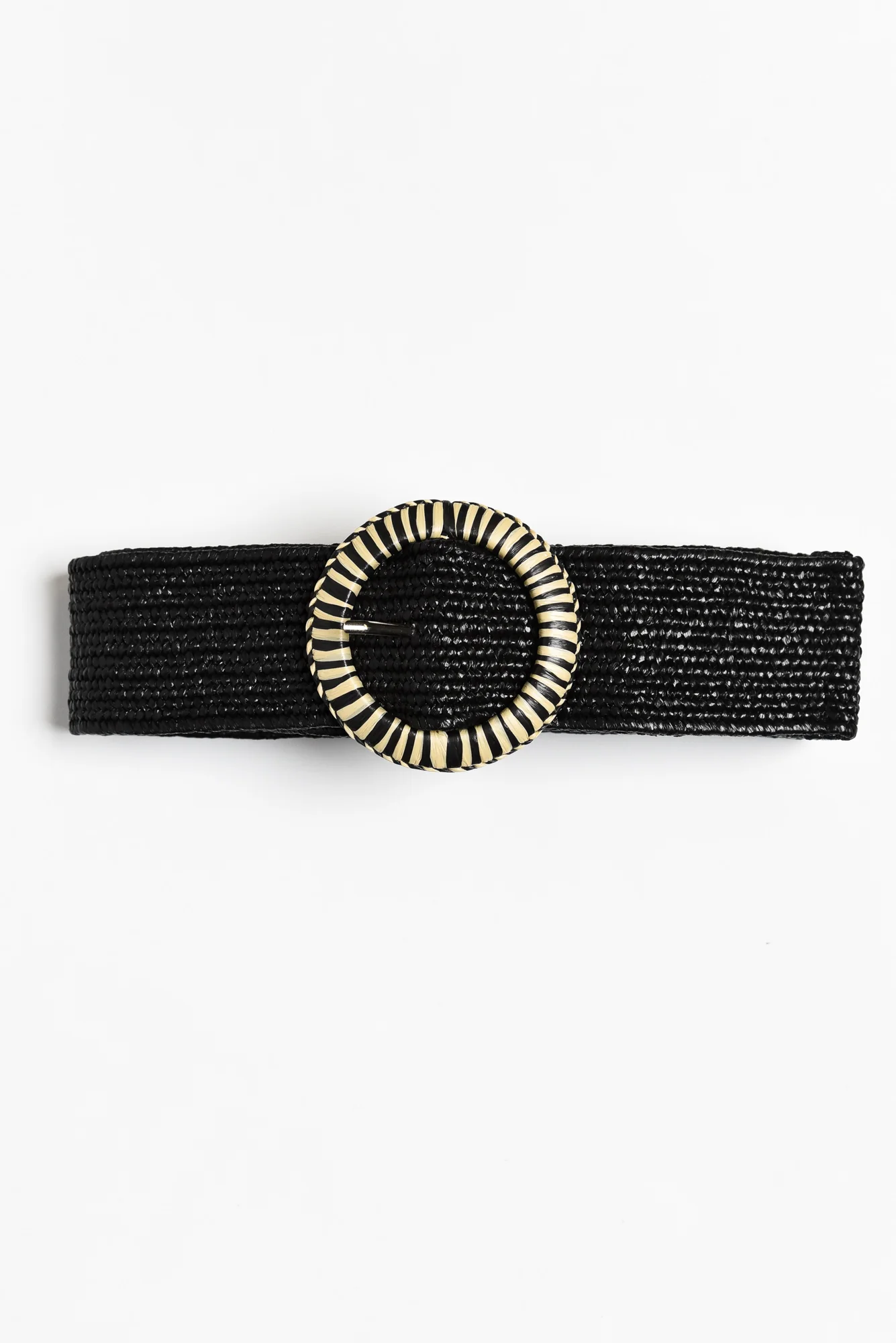 Sandy Black Stripe Woven Belt