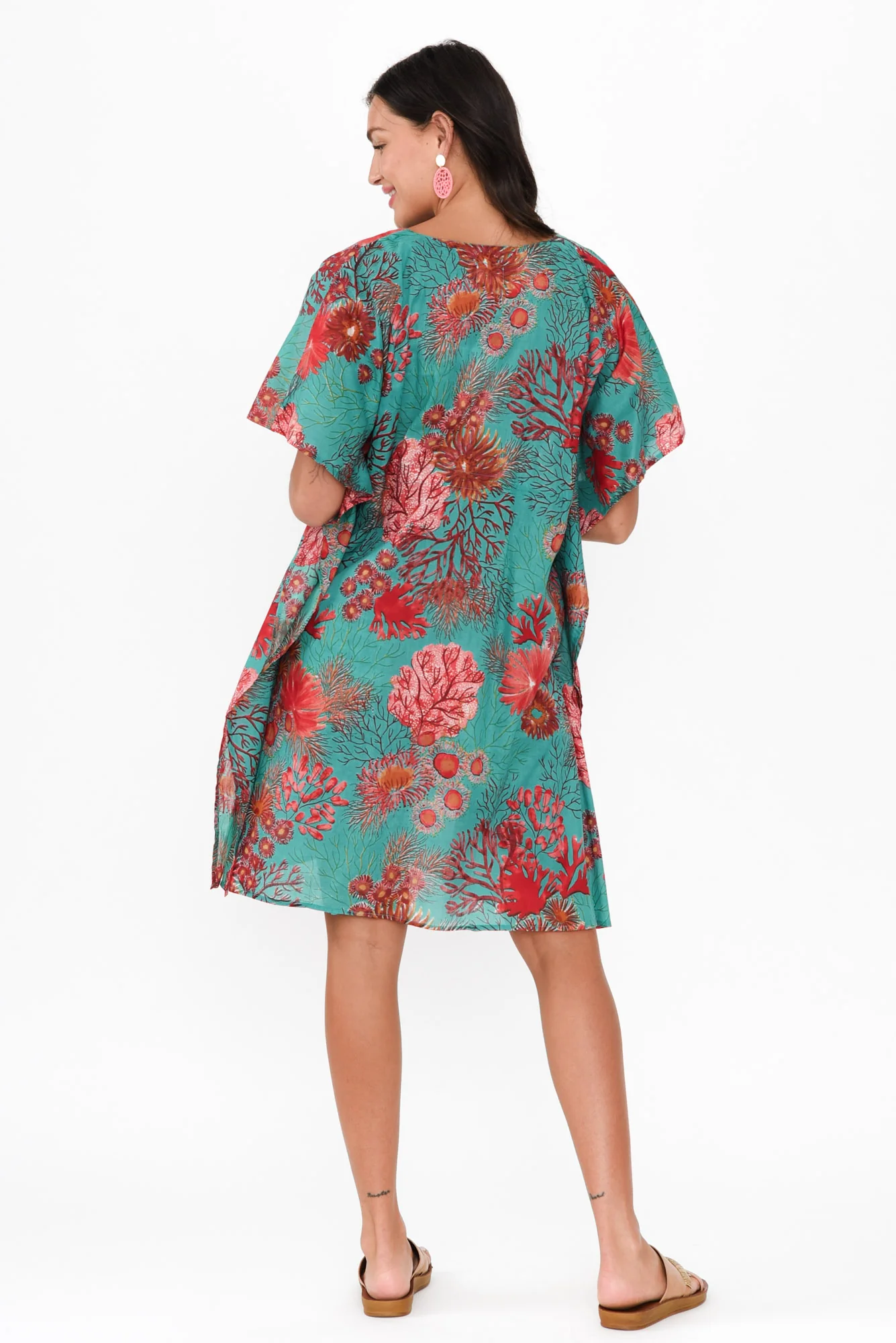 Isabel Turquoise Sea Cotton Kaftan