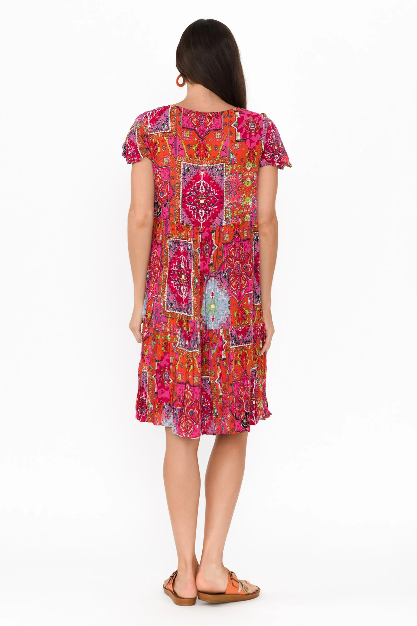 Azalea Pink Mosaic Crinkle Dress