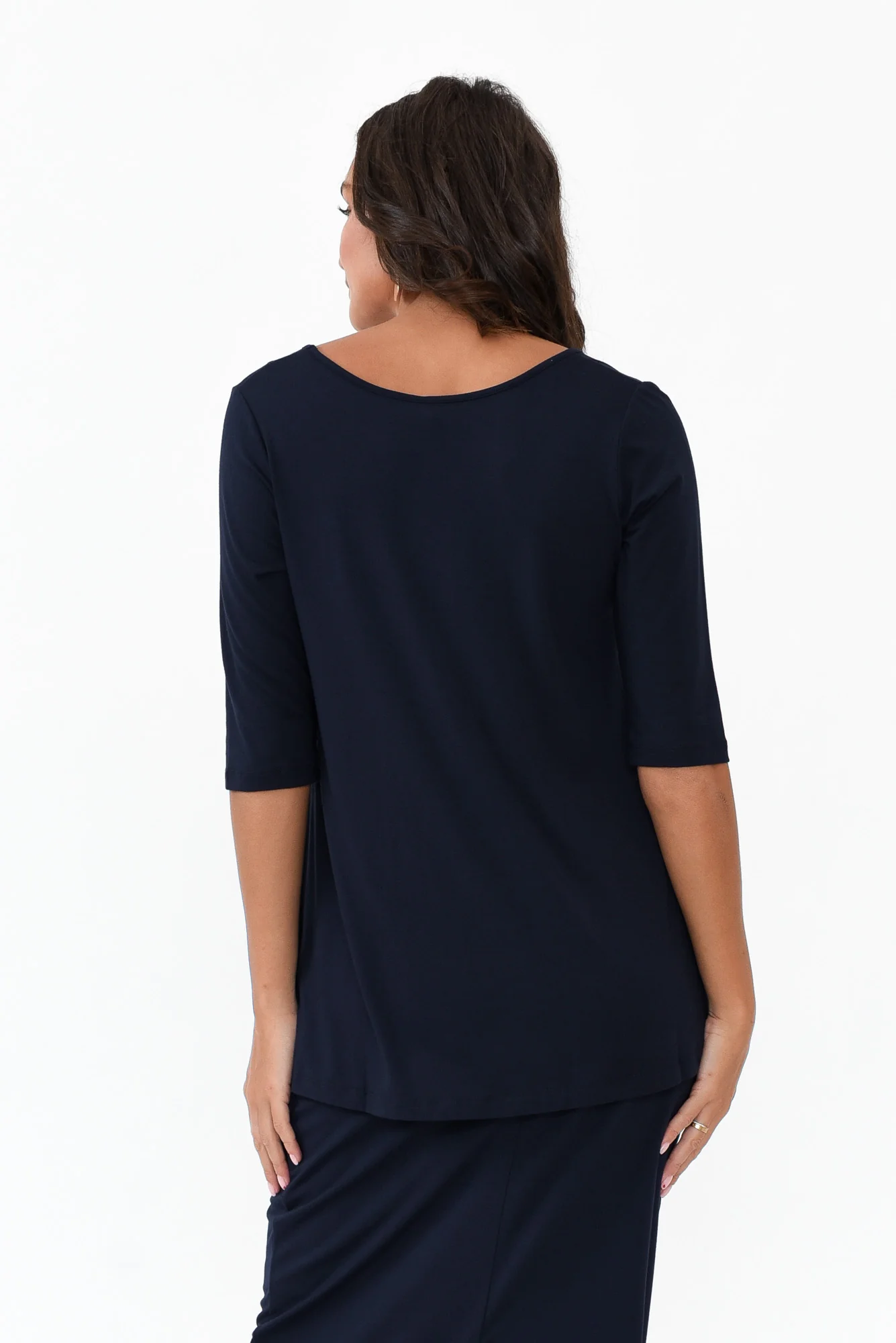 Aretha Navy Bamboo Top