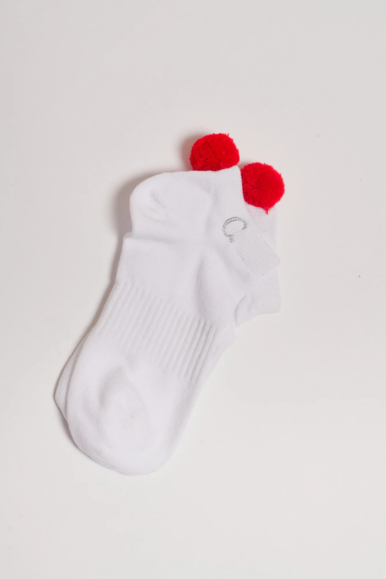 Sydney Red Cotton Pom Pom Ankle Socks