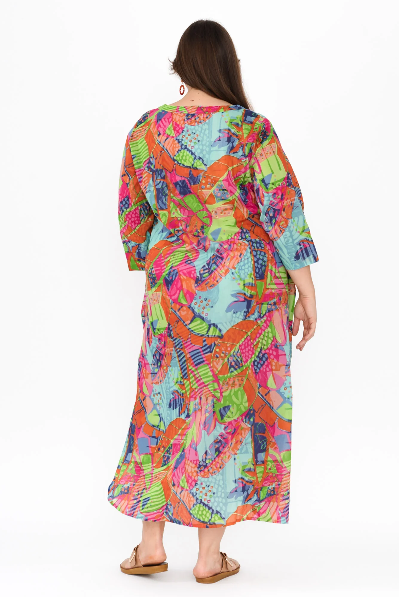Apia Sky Blue Tropical Cotton Maxi Dress