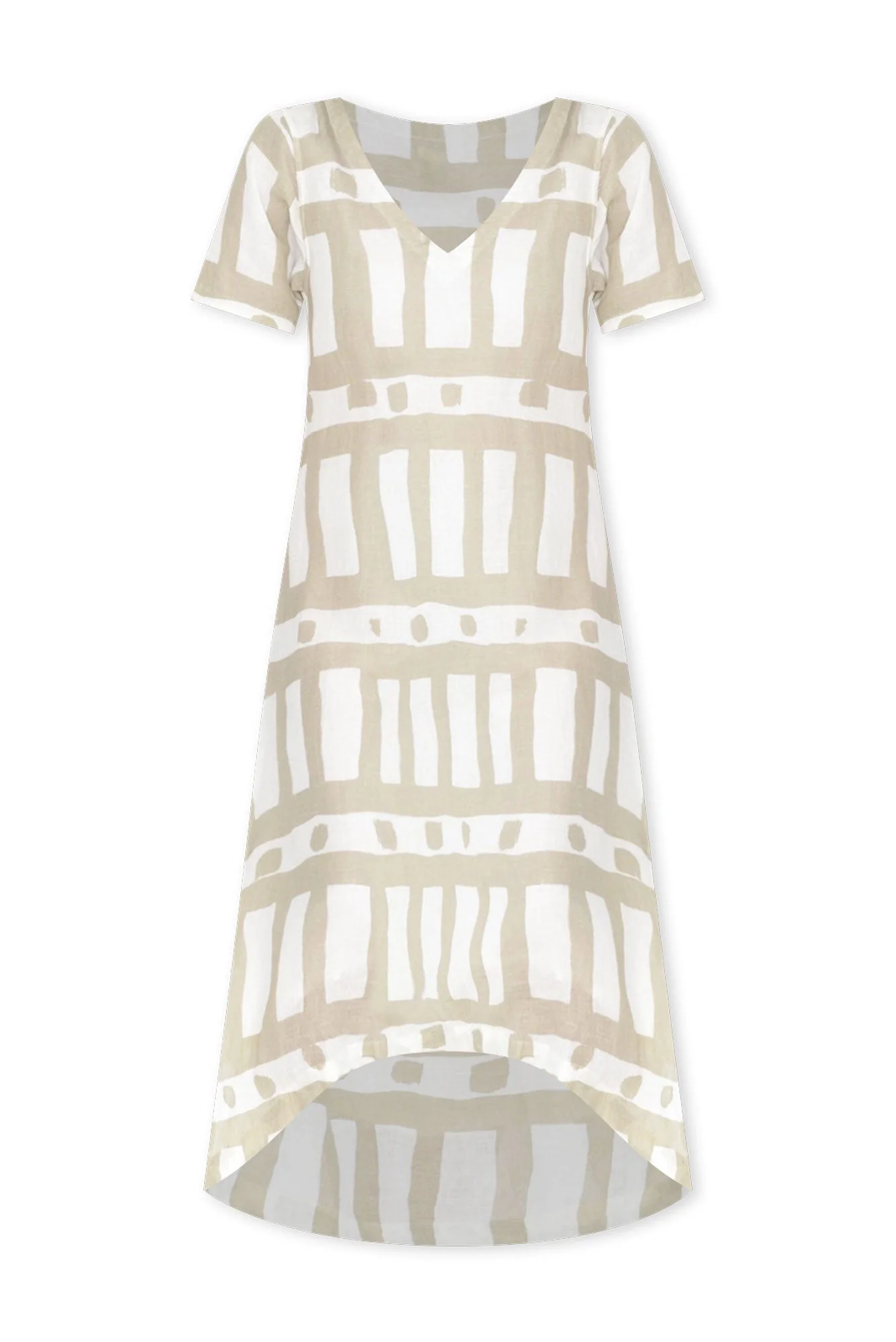 Posie Beige Geo Linen Tee Dress