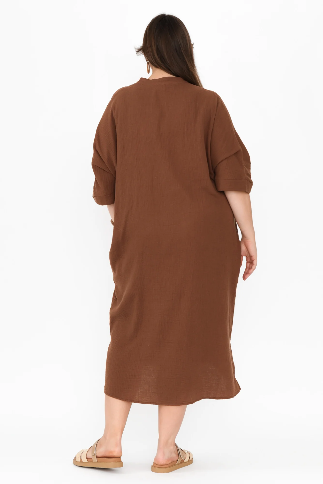 Juniper Mocha Cotton Cheesecloth Dress