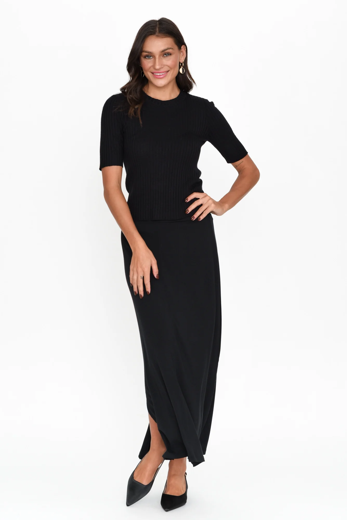 Olivia Black Bamboo Knit Tee