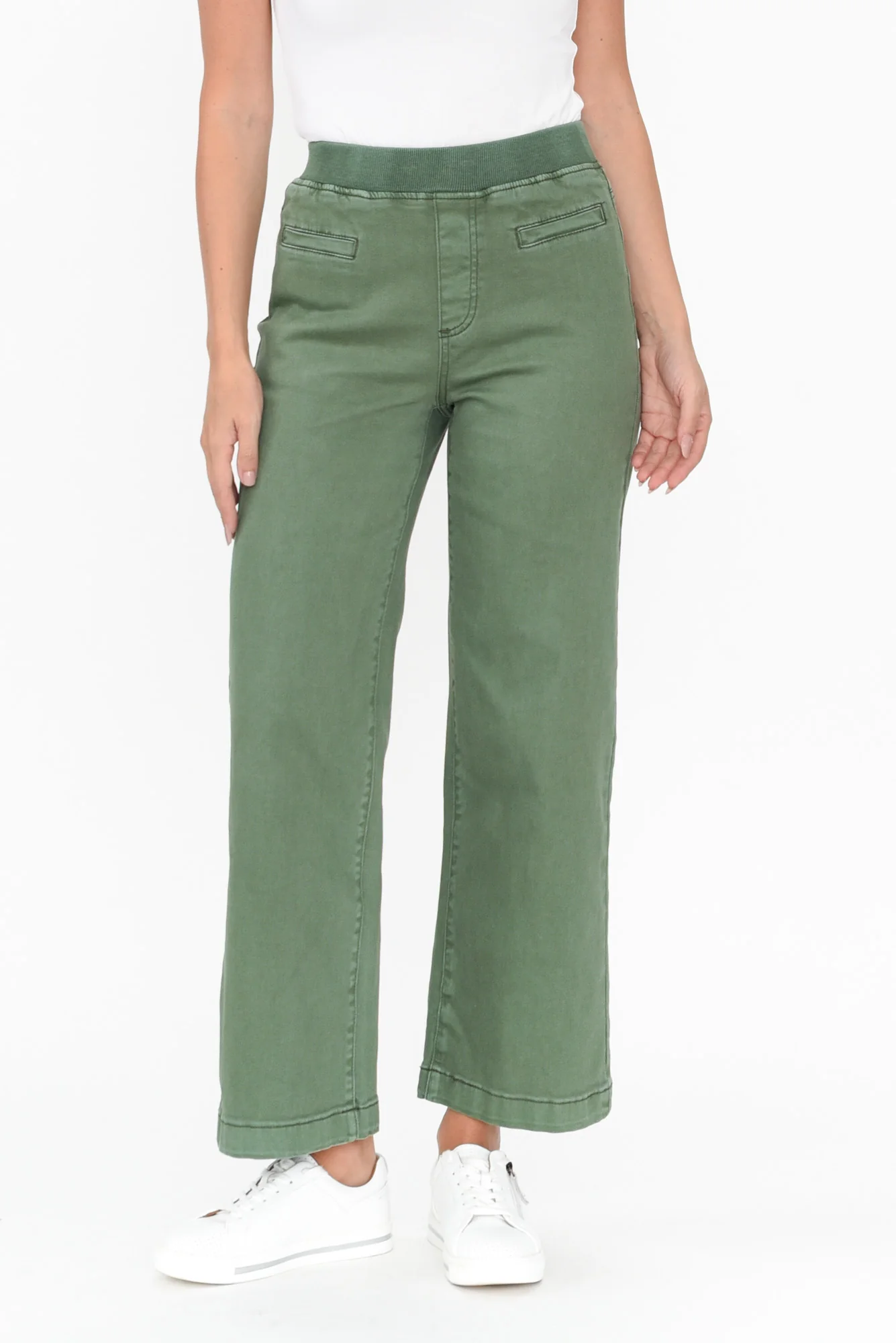 Maddy Khaki Wide Leg Jeans