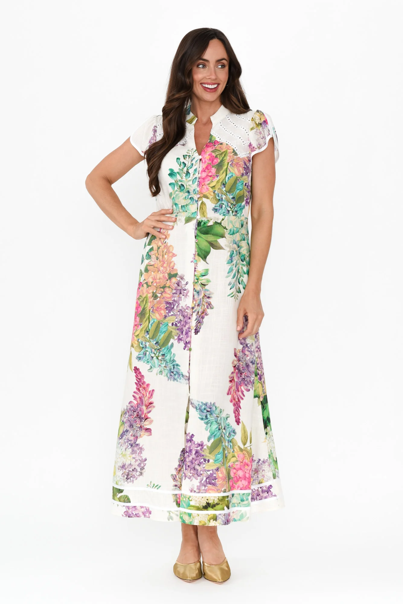 Cristina Wisteria Alba Linen Blend Dress