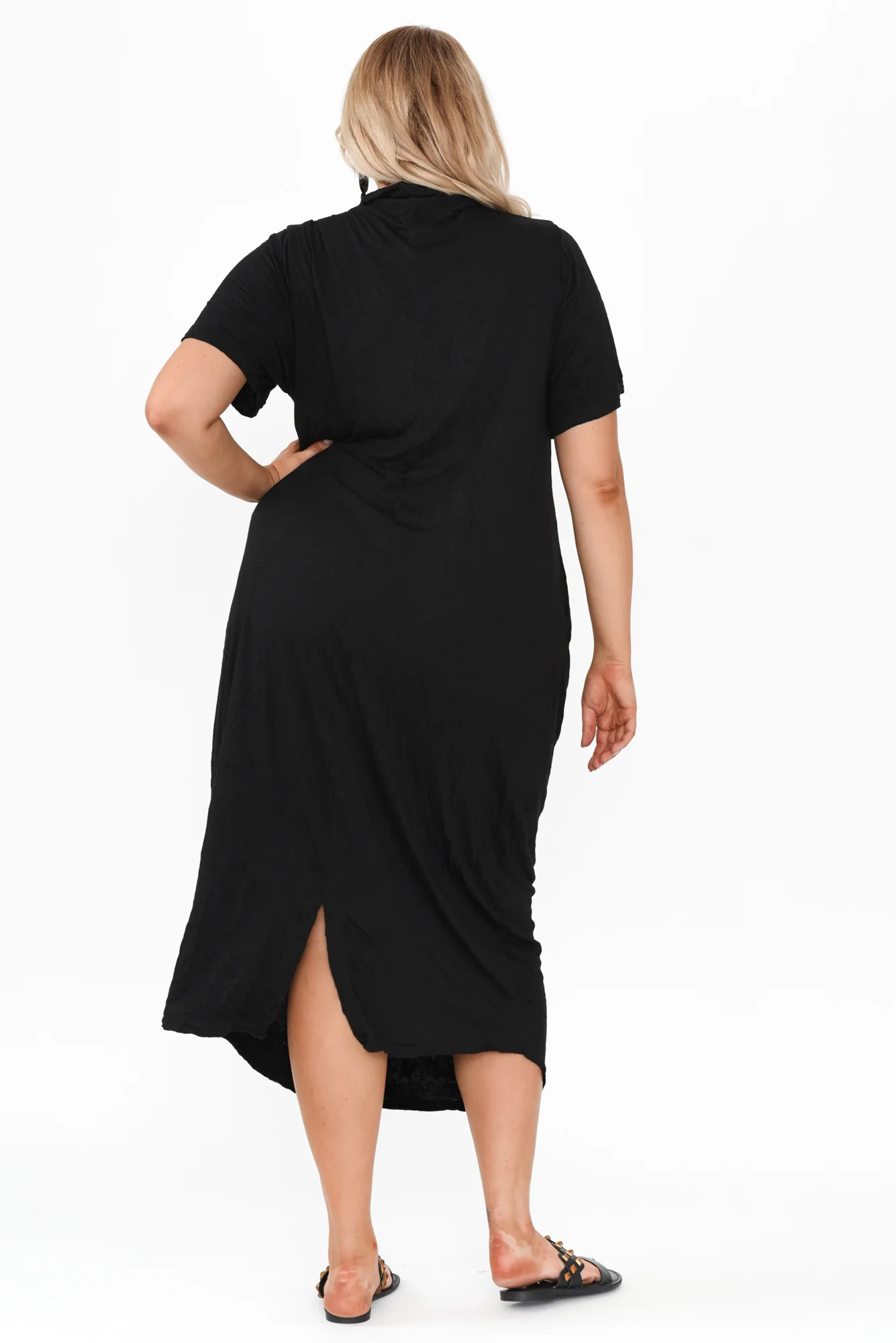 Kensley Black Crossover Cotton Dress