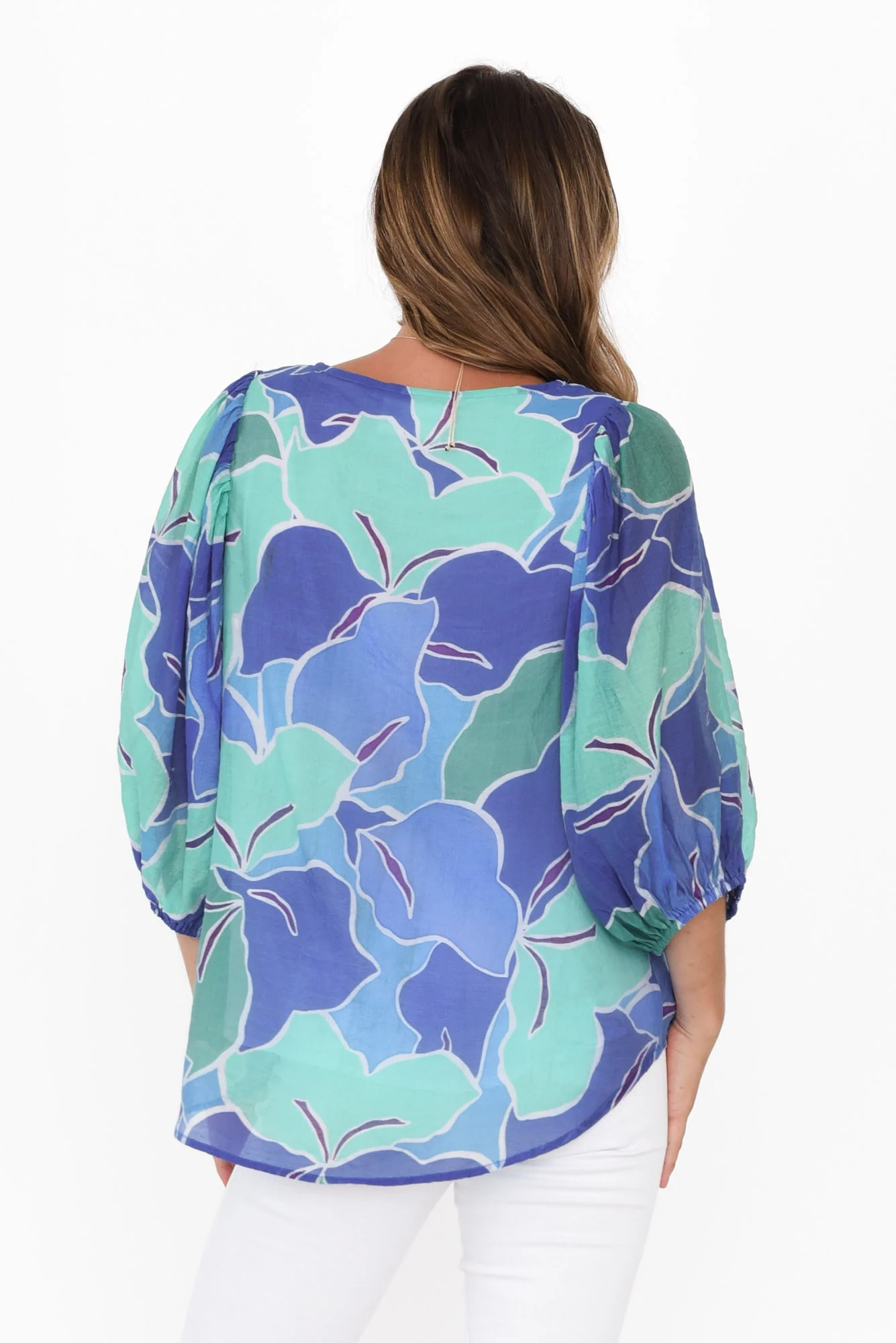 Misma Cobalt Floral V Neck Top
