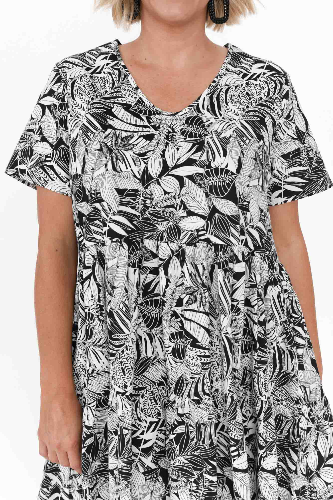 Kienna Black Jungle Cotton Poplin Dress