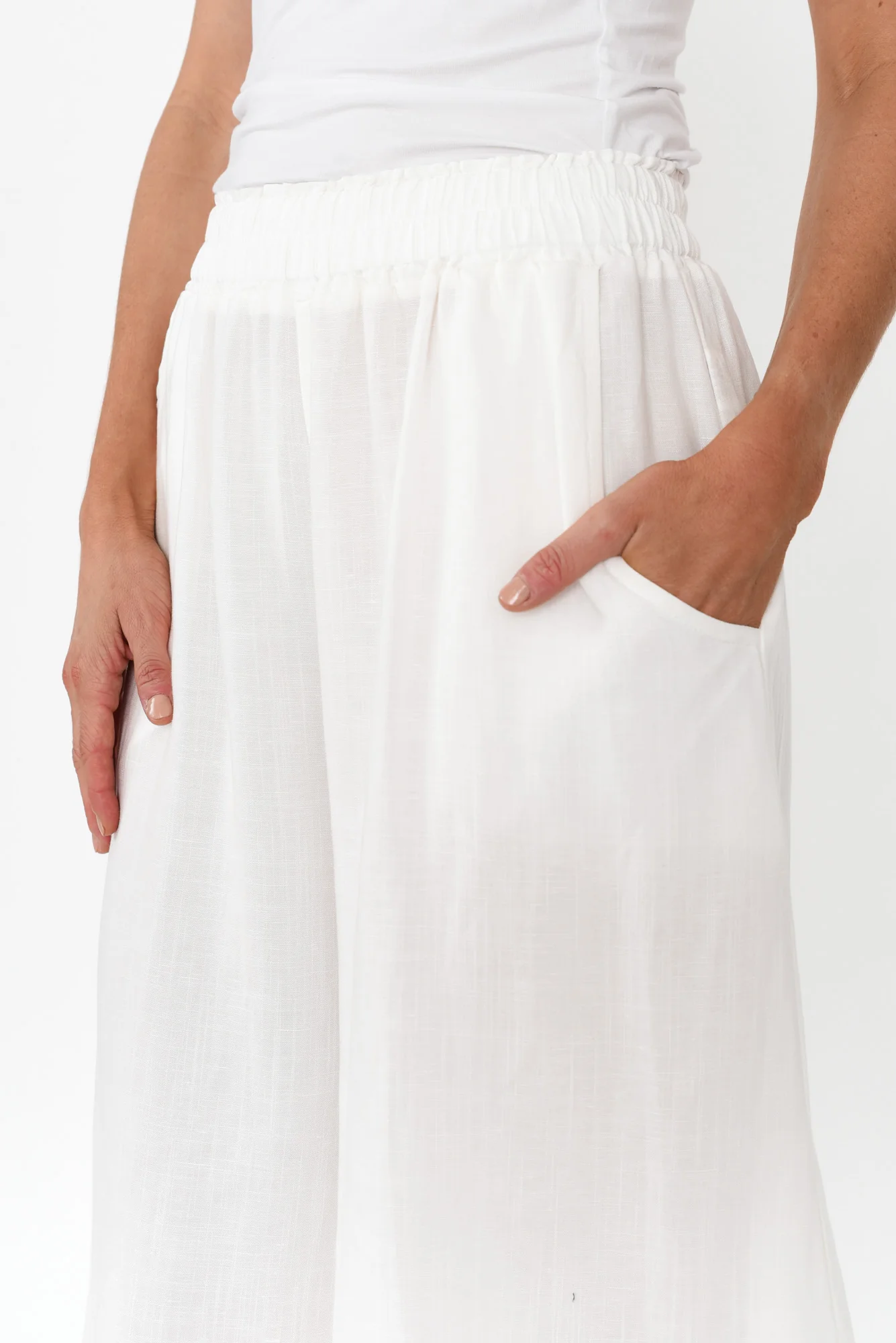 Kaleo White Linen Blend Pants