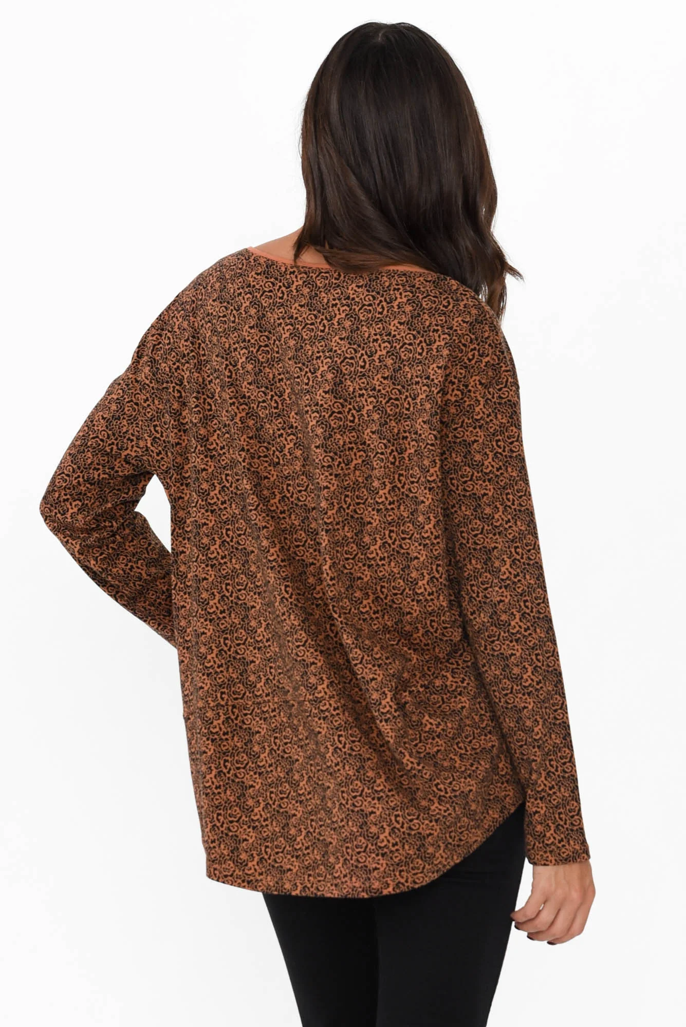 Moya Rust Abstract Cotton Hi Lo Top