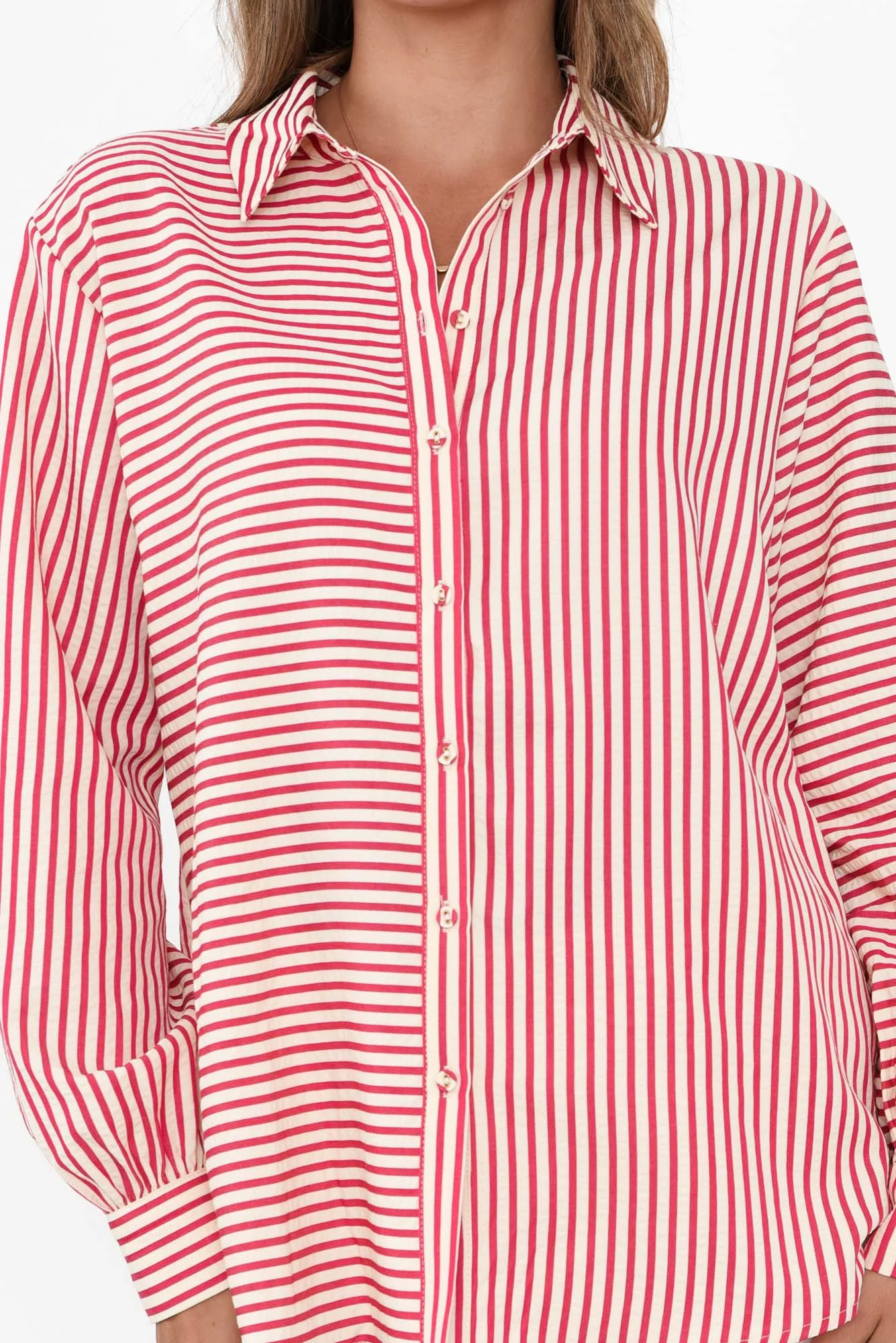 Audrey Red Stripe Collared Shirt