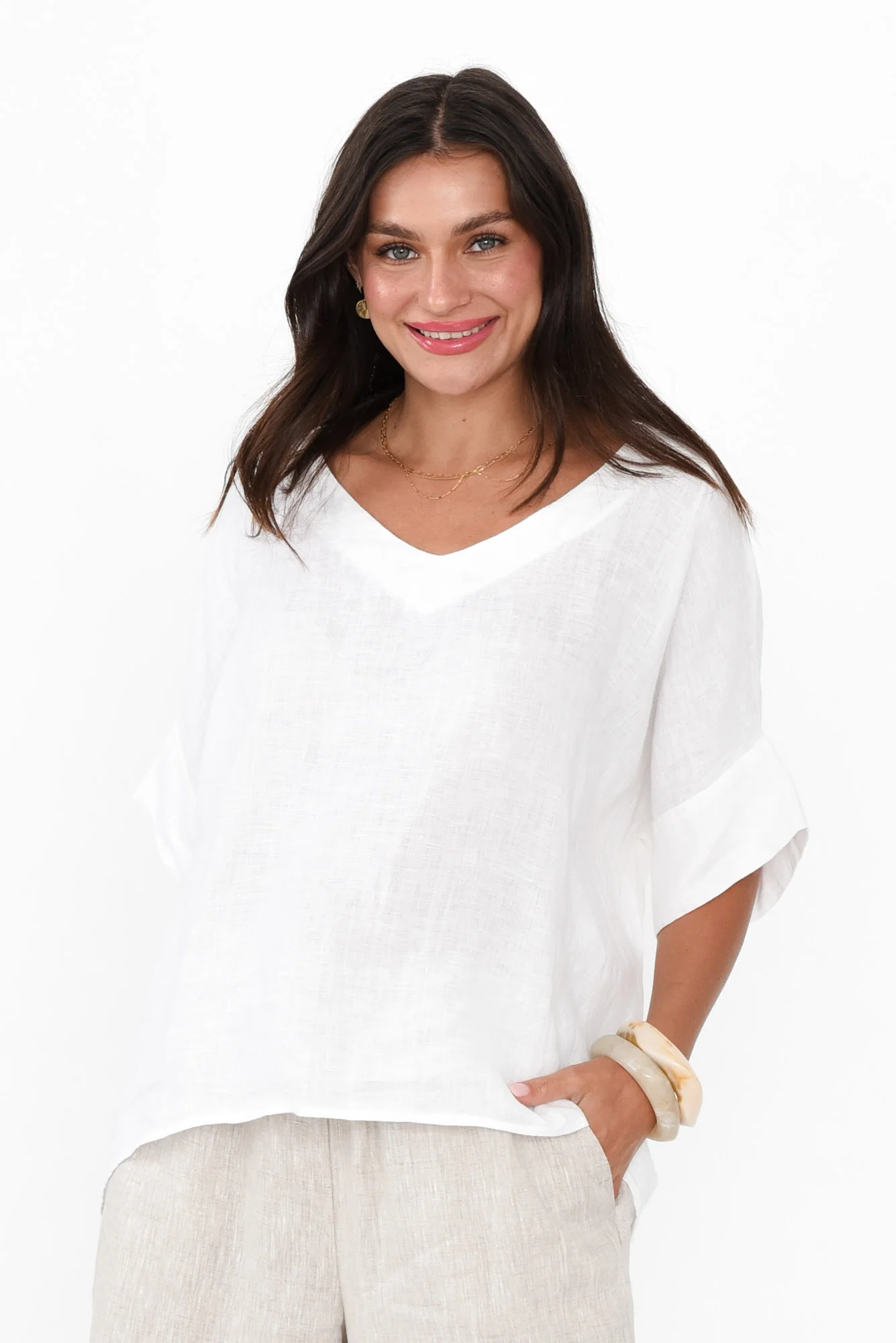 Kiro White Linen Top