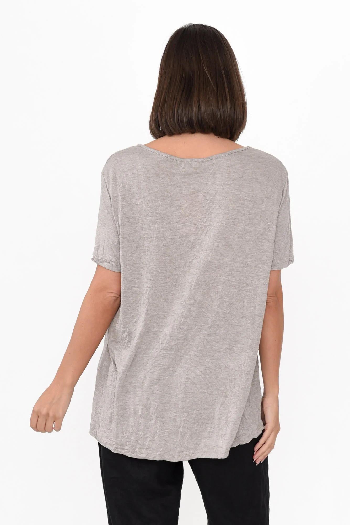 Marley Oat Crinkle Cotton Short Sleeve Top