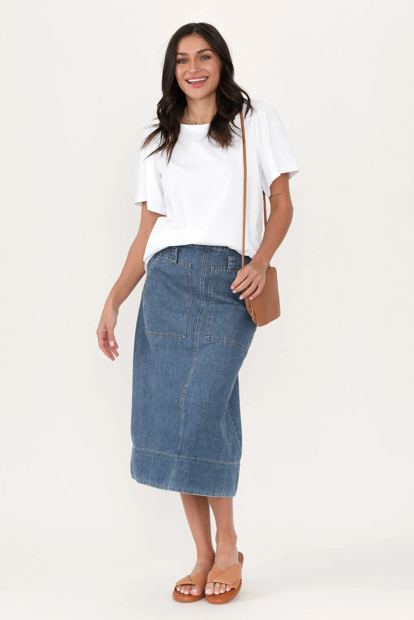 Calgary White Cotton Flutter Sleeve Top