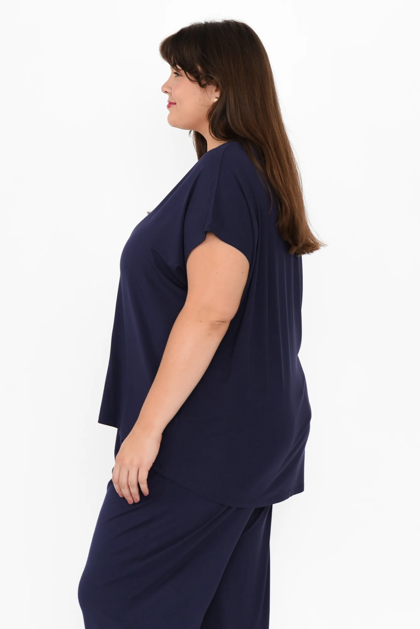 Jenner Navy V Neck Tee