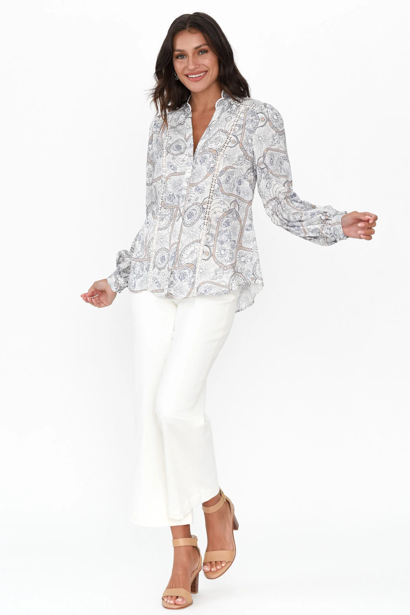 Vega Blue Astral Cupro Blend Shirt